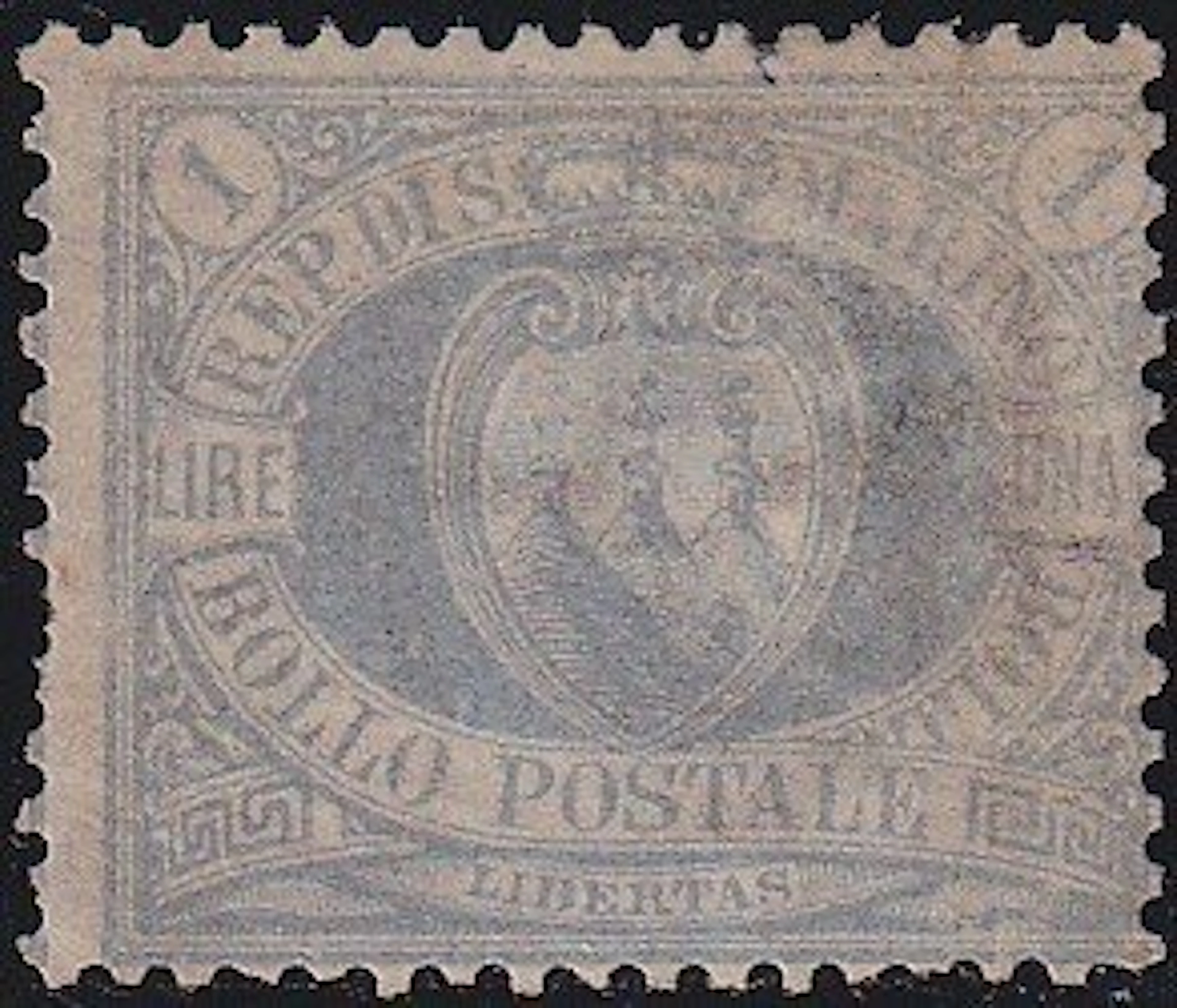 San Marino 1894/99 - Coat of arms 1 l. ultramarine Sass 31 f. Gazzi rare