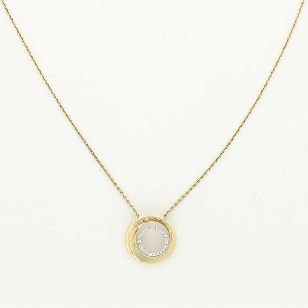 Necklace with pendant - 14 kt. Yellow gold, White gold Diamond (Natural)