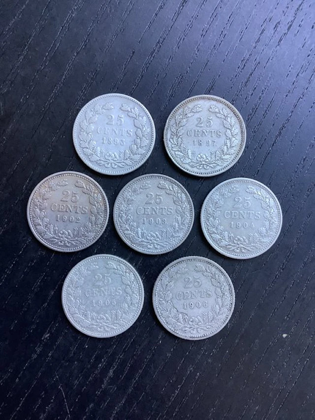 Netherlands. Wilhelmina. 25 Cent 1893-1906 (No reserve price)