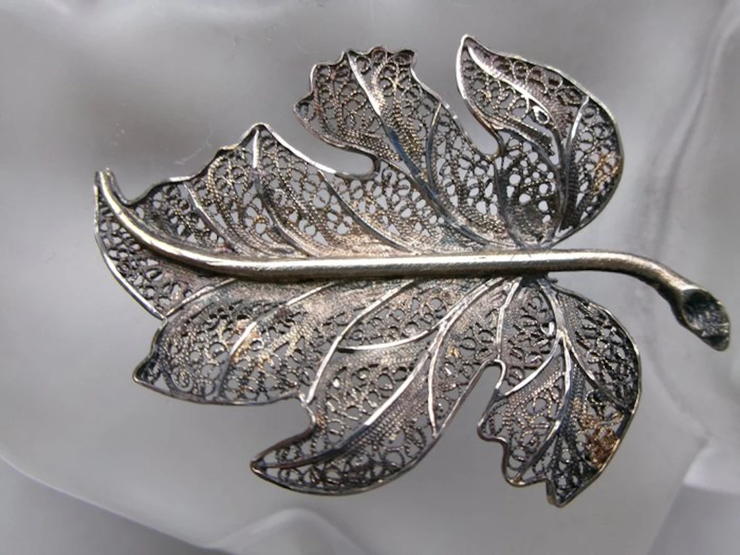 Silver, Filigree - Brooch - Art Nouveau