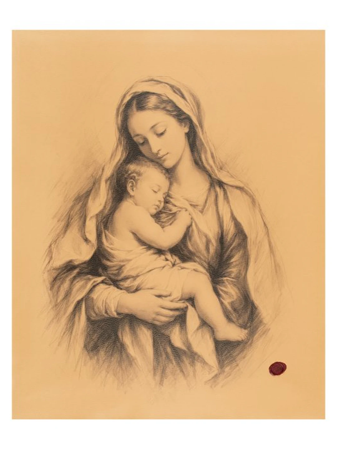 Madonna of Tenderness – Print on Leather 85 x 68 cm - Tapestry - 85 cm - 68 cm