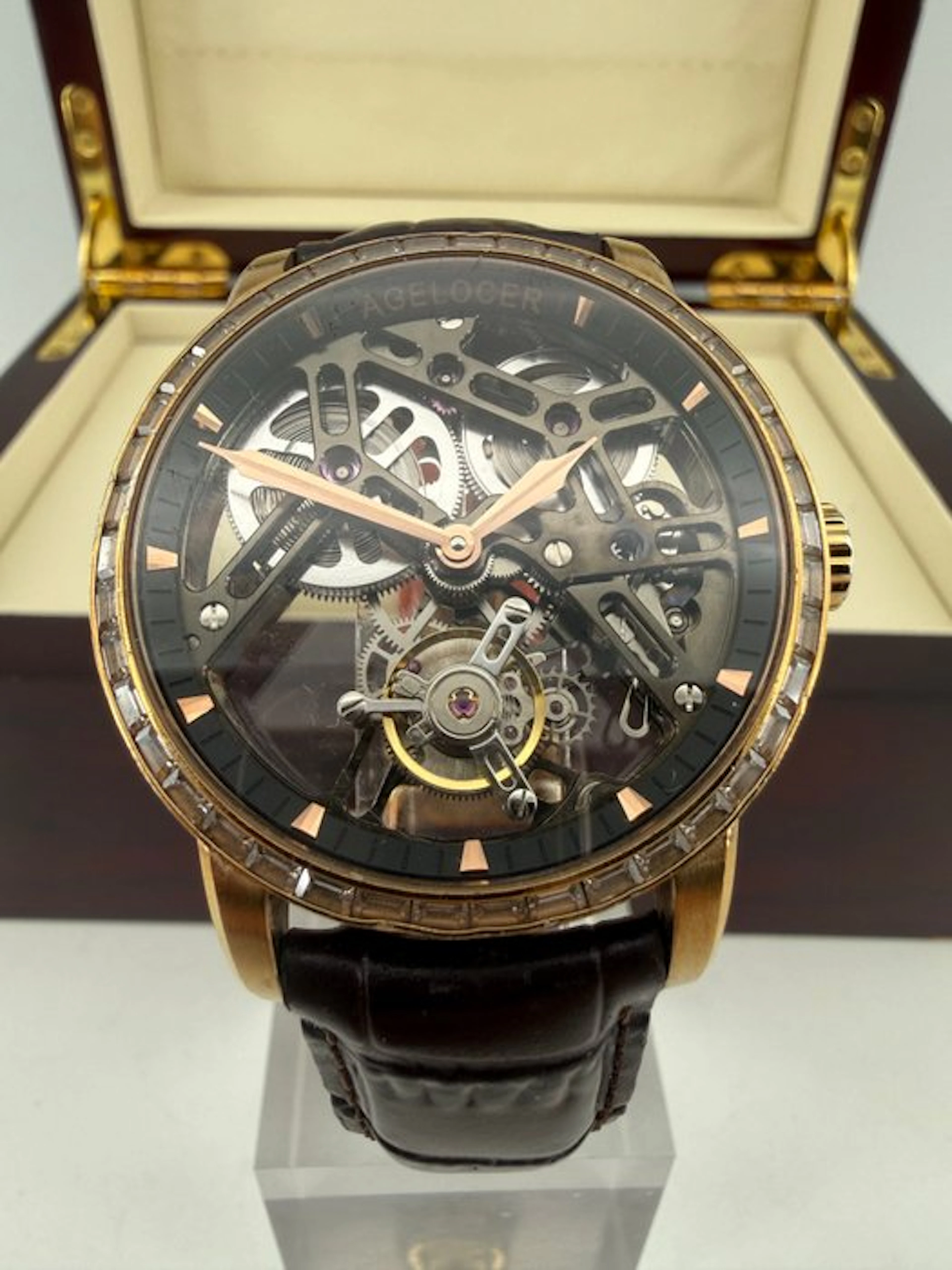 AGELOCER - Crystal bezel Free-Sprung Double-sided hollow...
