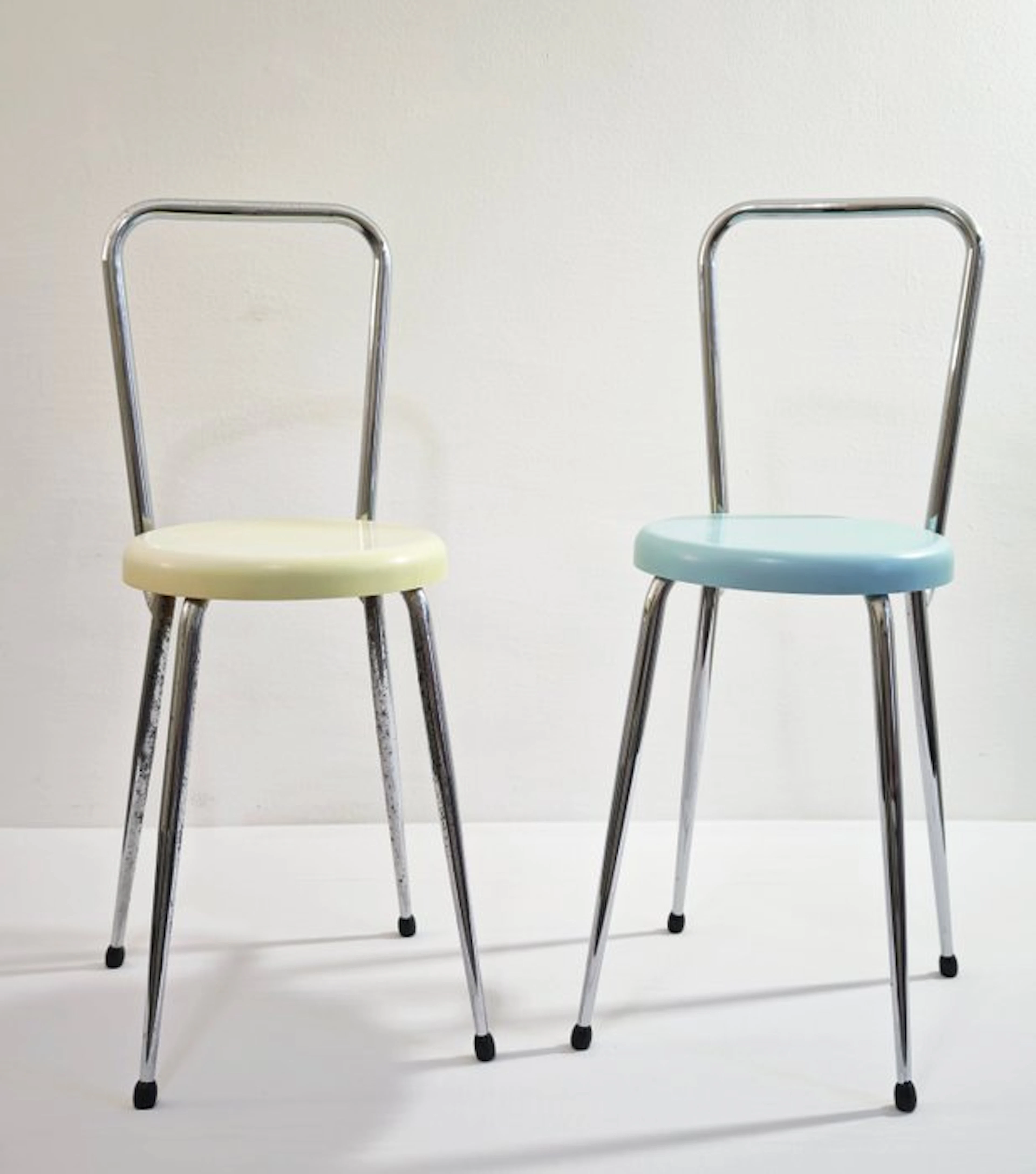 Chair - Metal, Plastic, Rubber, Chrome - Two Italia stools from the 1960s–1970s