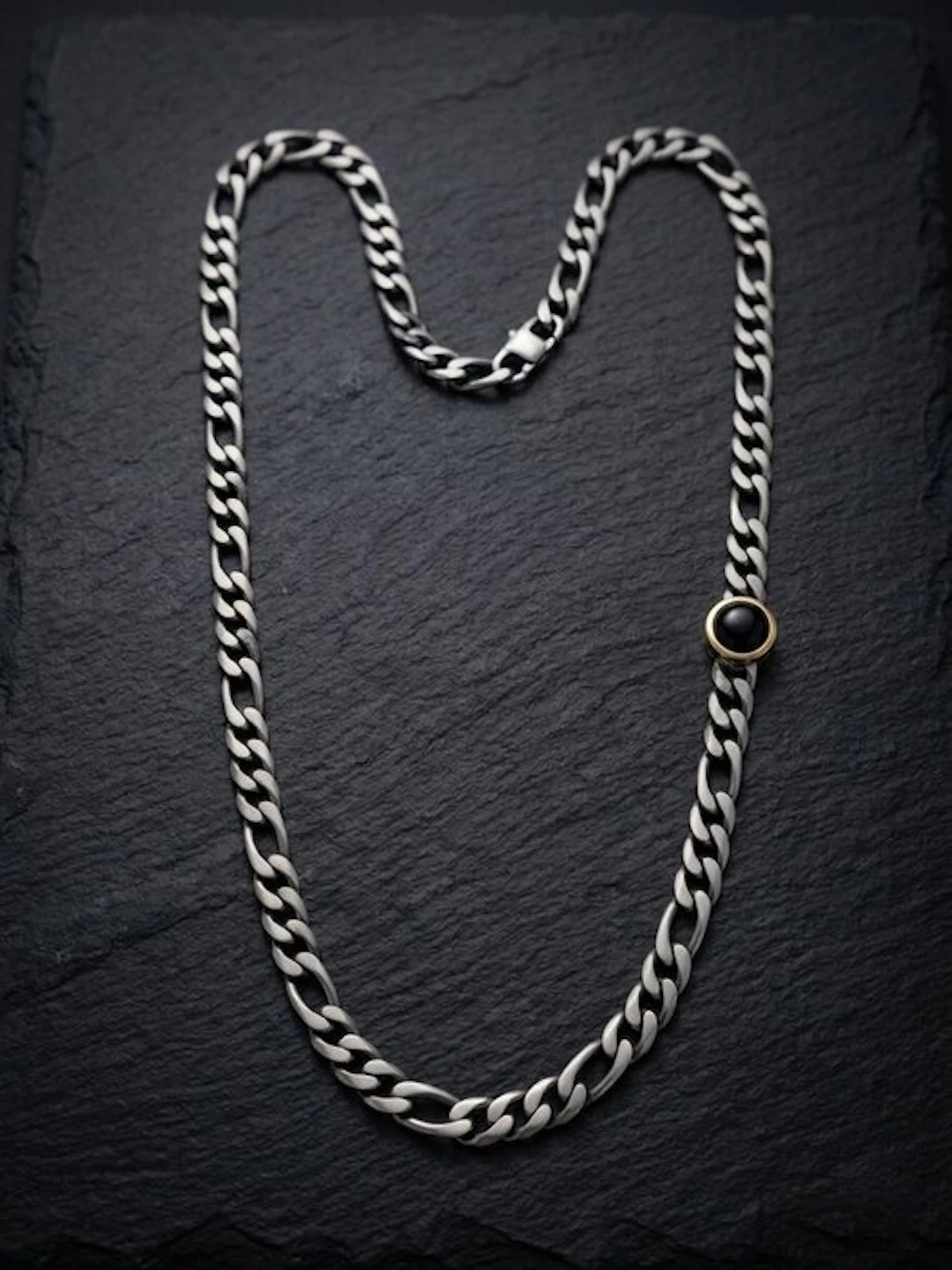 Onyx - 18 kt. - PVD Black, Yellow gold - Necklace - Artisanal Made in Italy