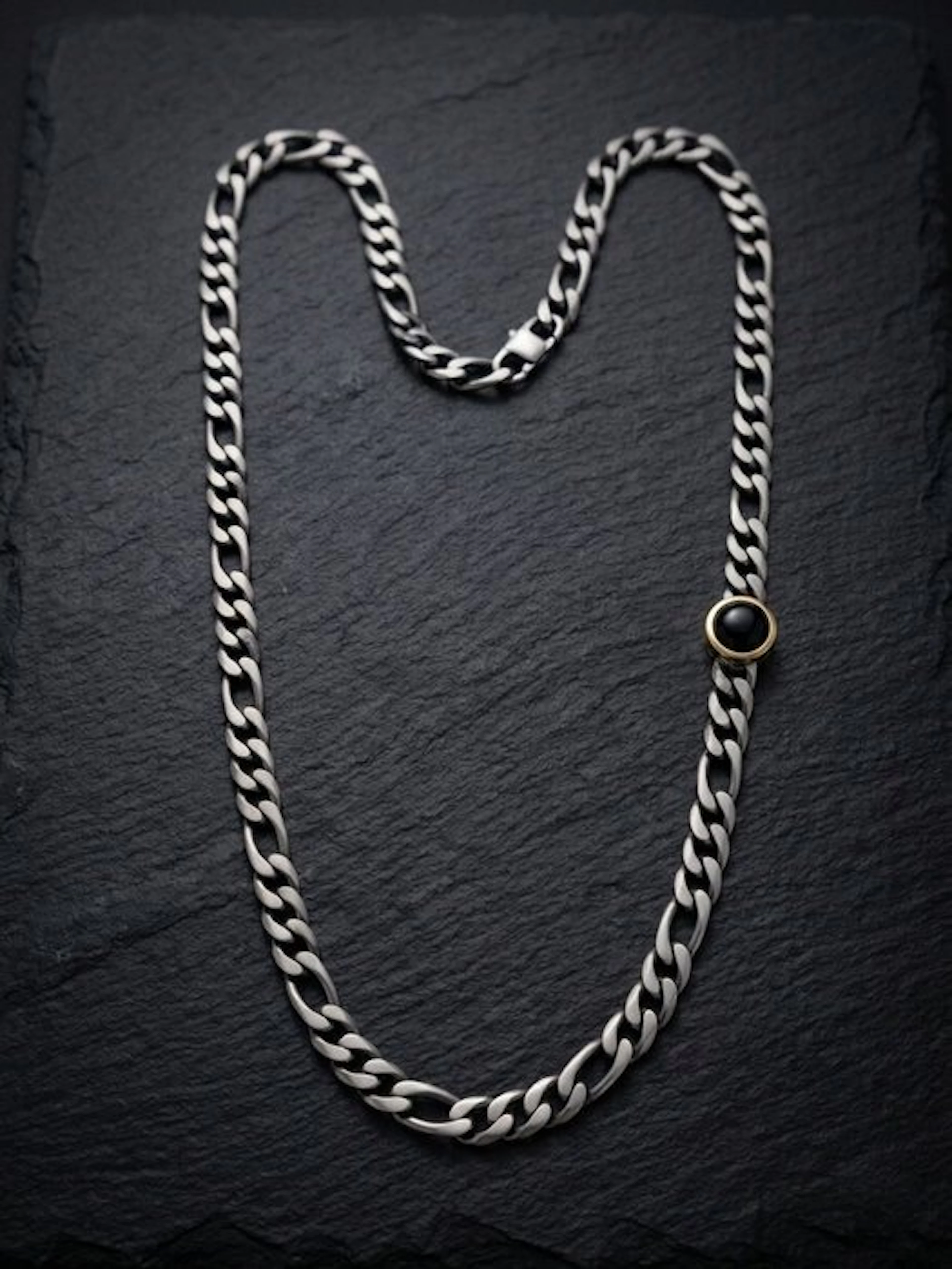Onyx - 18 kt. - PVD Black, Yellow gold - Necklace - Artisanal Made in Italy
