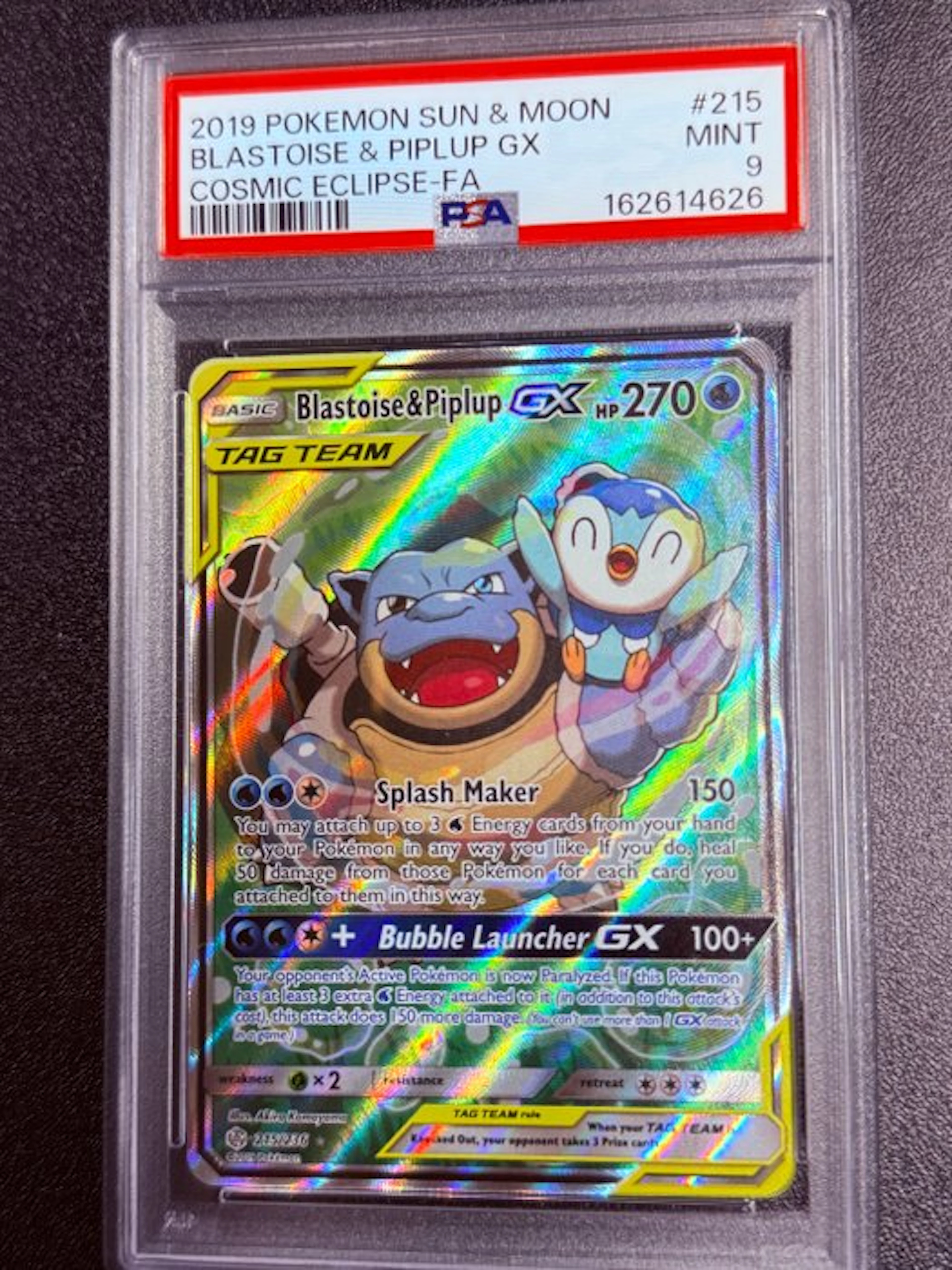Pokémon - 1 Graded card - Blastoise & Piplup GX #215 Full art