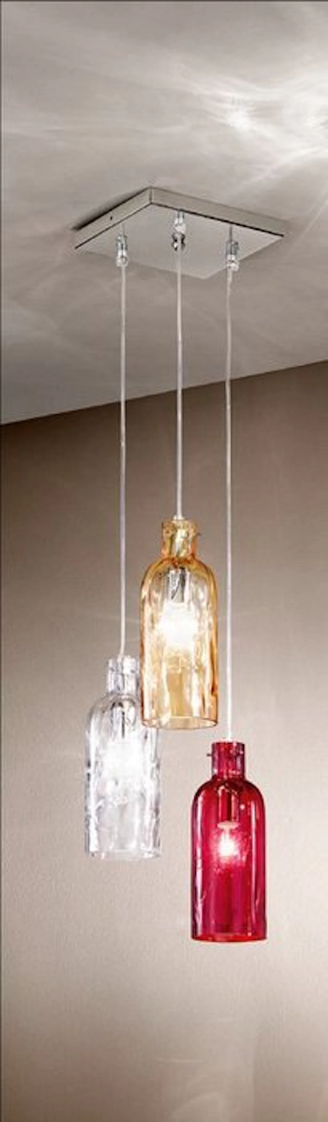 Due p illuminazione - Hanging lamp - Murano glass, Iron - Bottle suspension