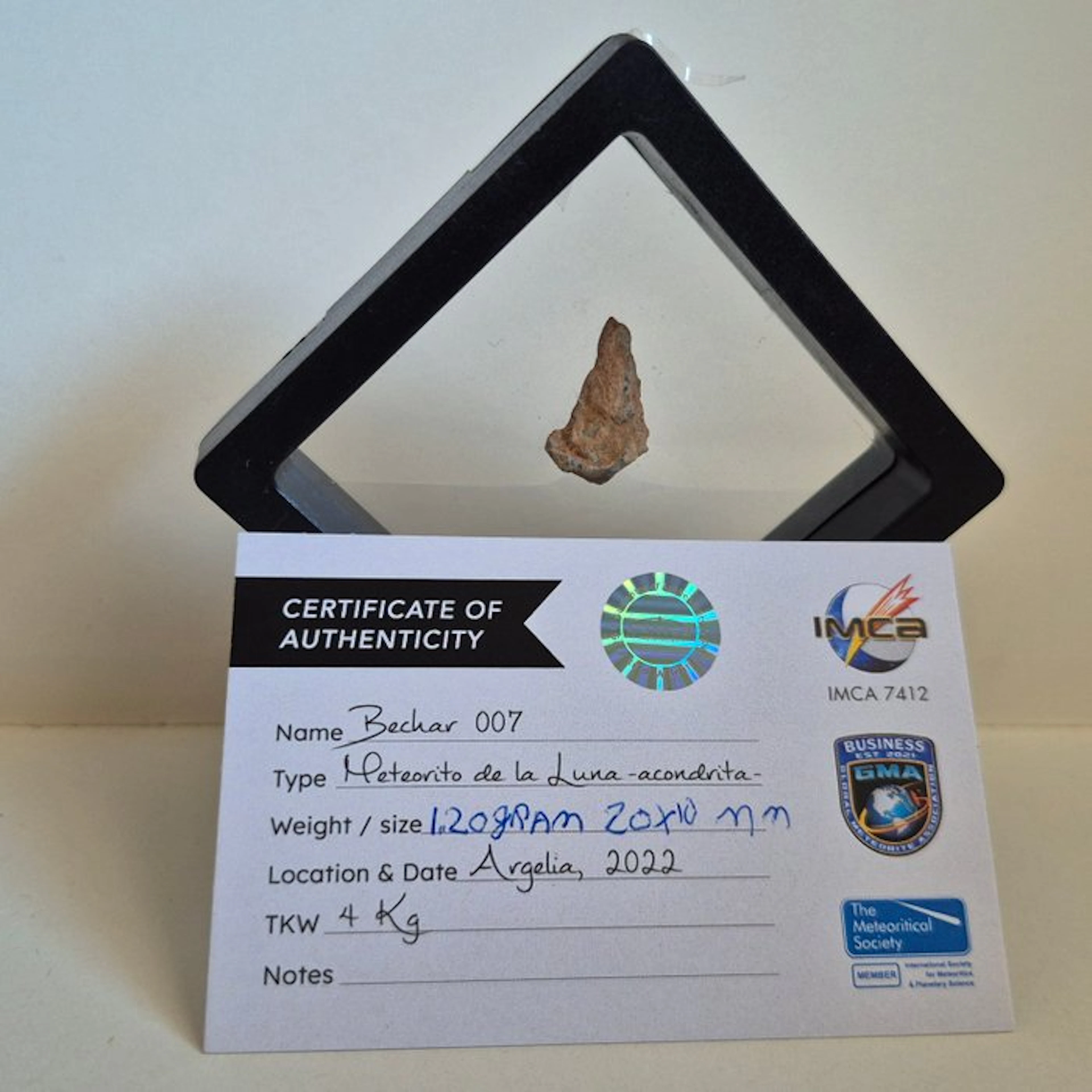 Special! Bechar 007 Lunar Moon meteorite special form...