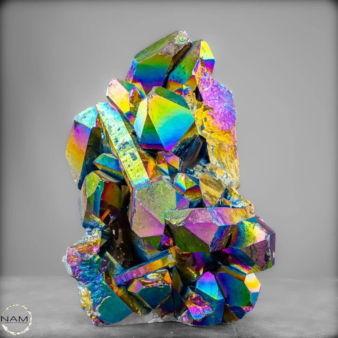 Spectacle of Light: Aura-Amethyst Druse in rainbow colors- 2691.37 g