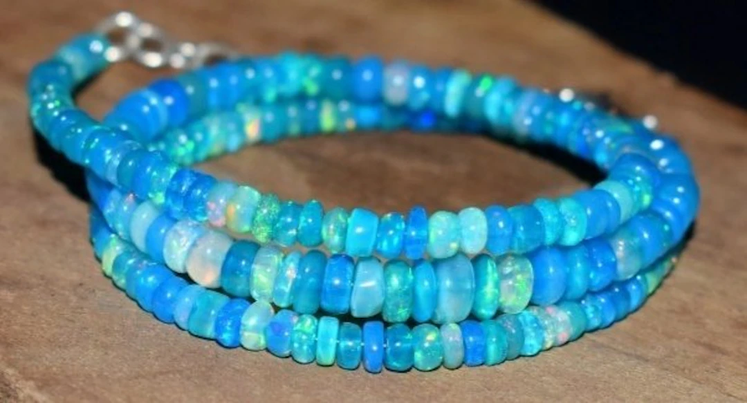 Natural Opal Necklace AAA+ Blue 37 Carats- 9 g - (1)