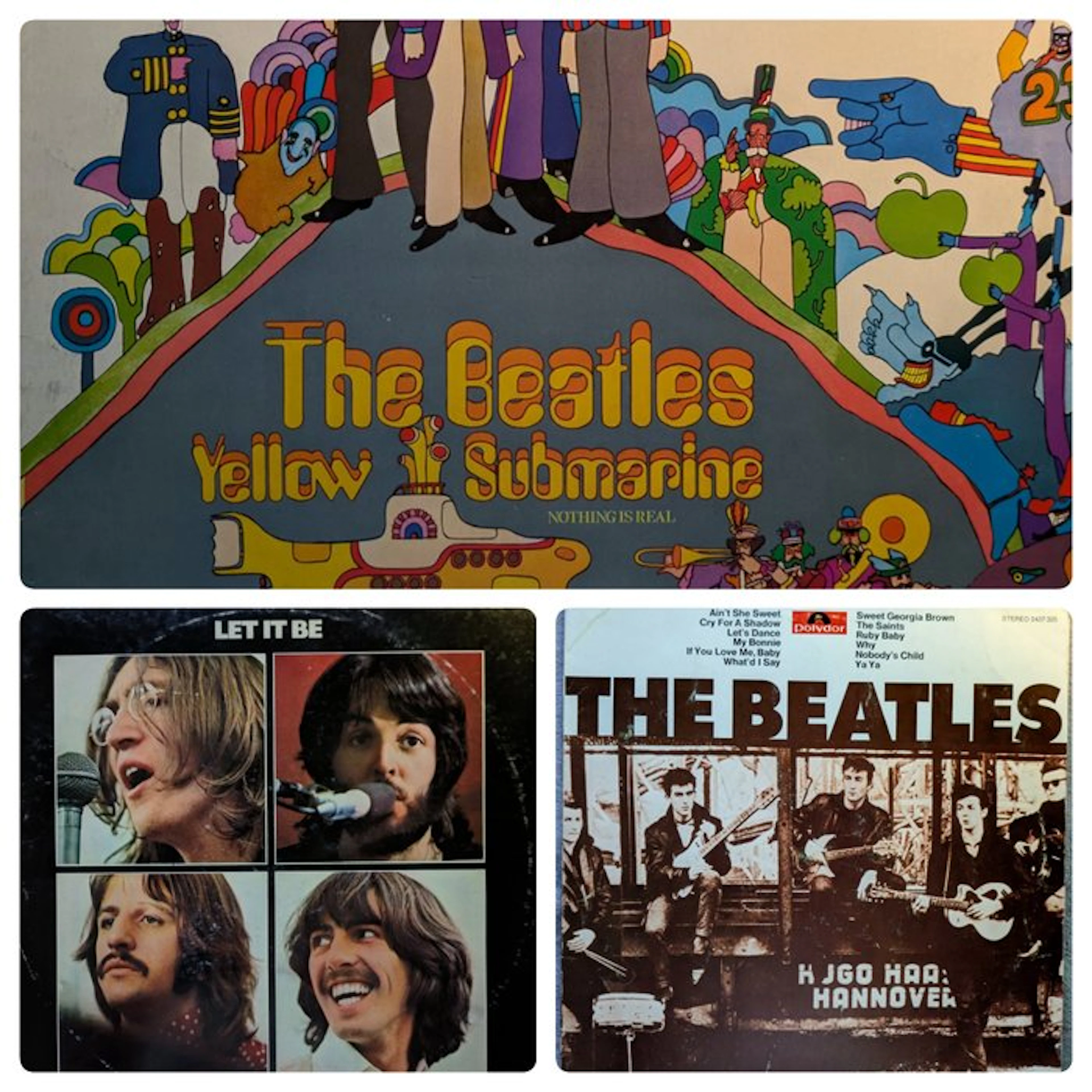 The Beatles - 3 vinyl records/LPs - Yellow Submarine...