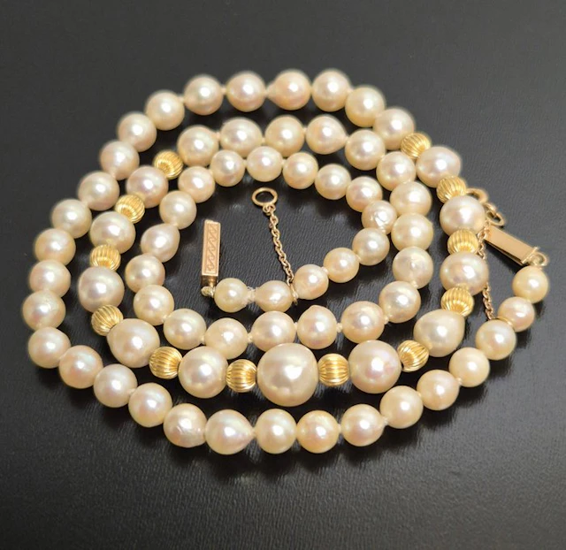 No reserve price - Necklace - 18 kt. Yellow gold Pearl - 1920s - Length 44 cm