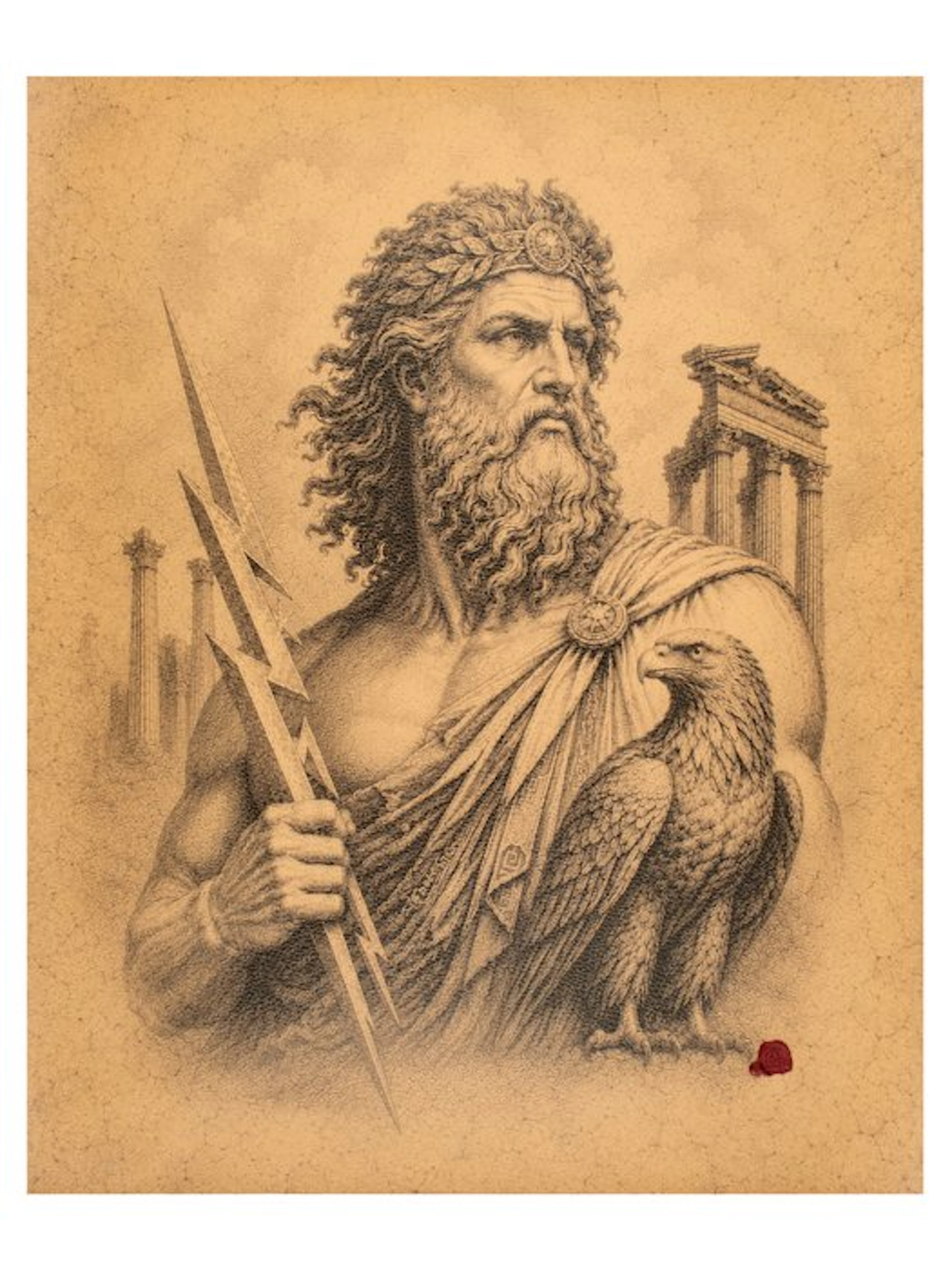 Zeus – Lord of the Lightning – Print on Leather - Tapestry - 84.5 cm - 68 cm