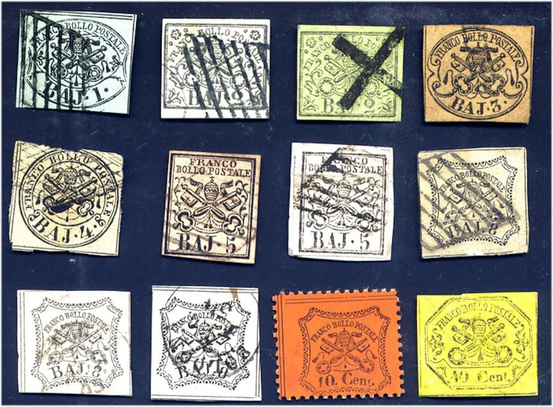 Italian Ancient States - Papal State 1852/1868 - lot of 12 values