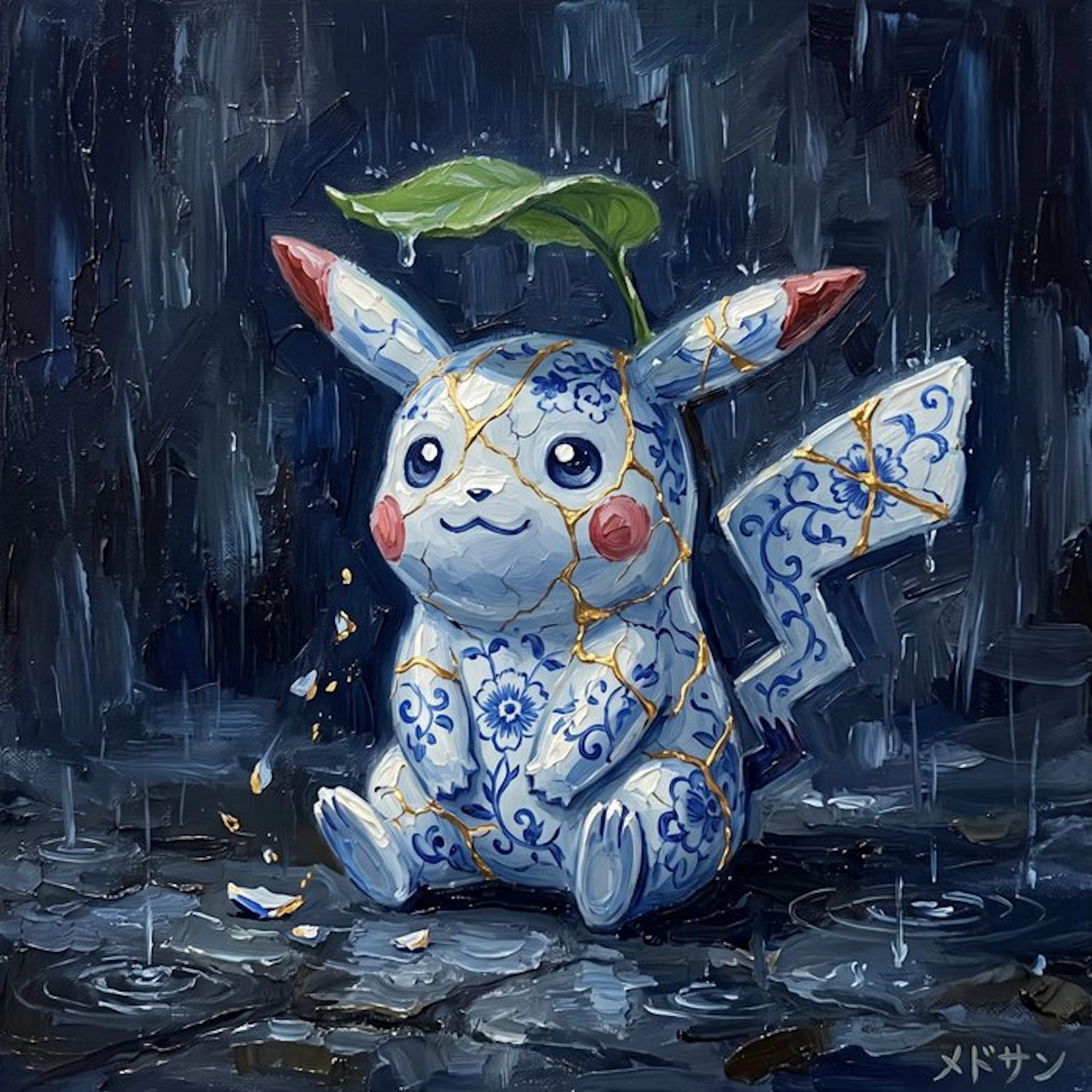 MEDSAN - Kintsugi Pikachu in the Rain (雨の中の金継ぎピカチュウ) - UNIQUE WORK