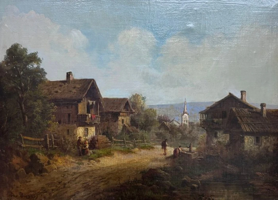 Dutch school (XIX) - Villaggio di Campagna