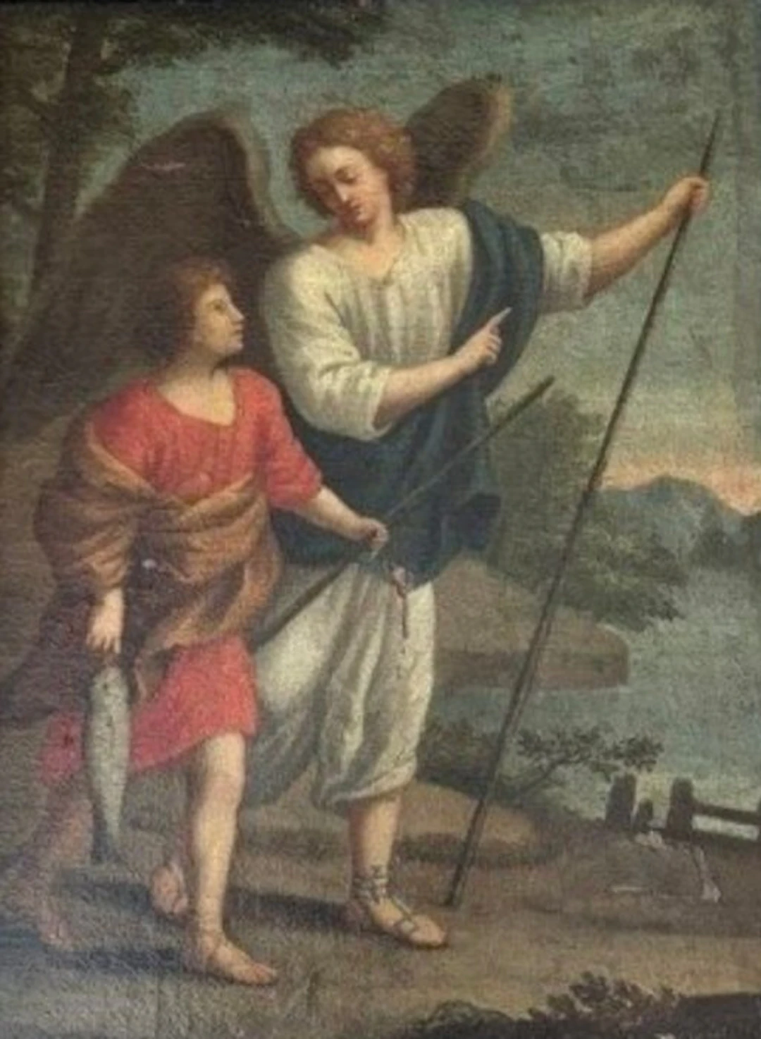 Italian school (XVIII) - Tobiolo e l'arcangelo