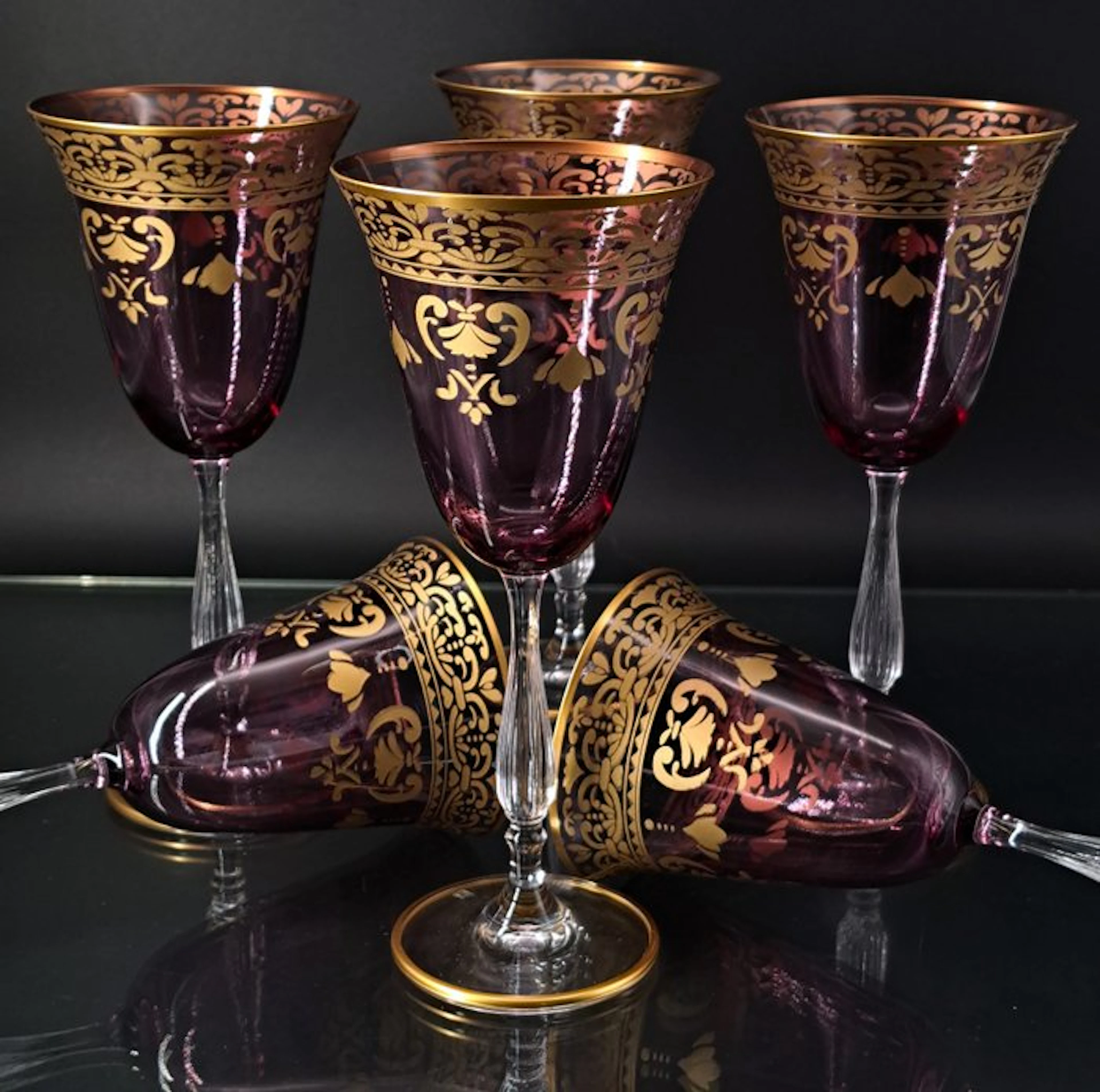 Artemisia Bohemia Firmati - Wine glass (6) - Crystal, Gold