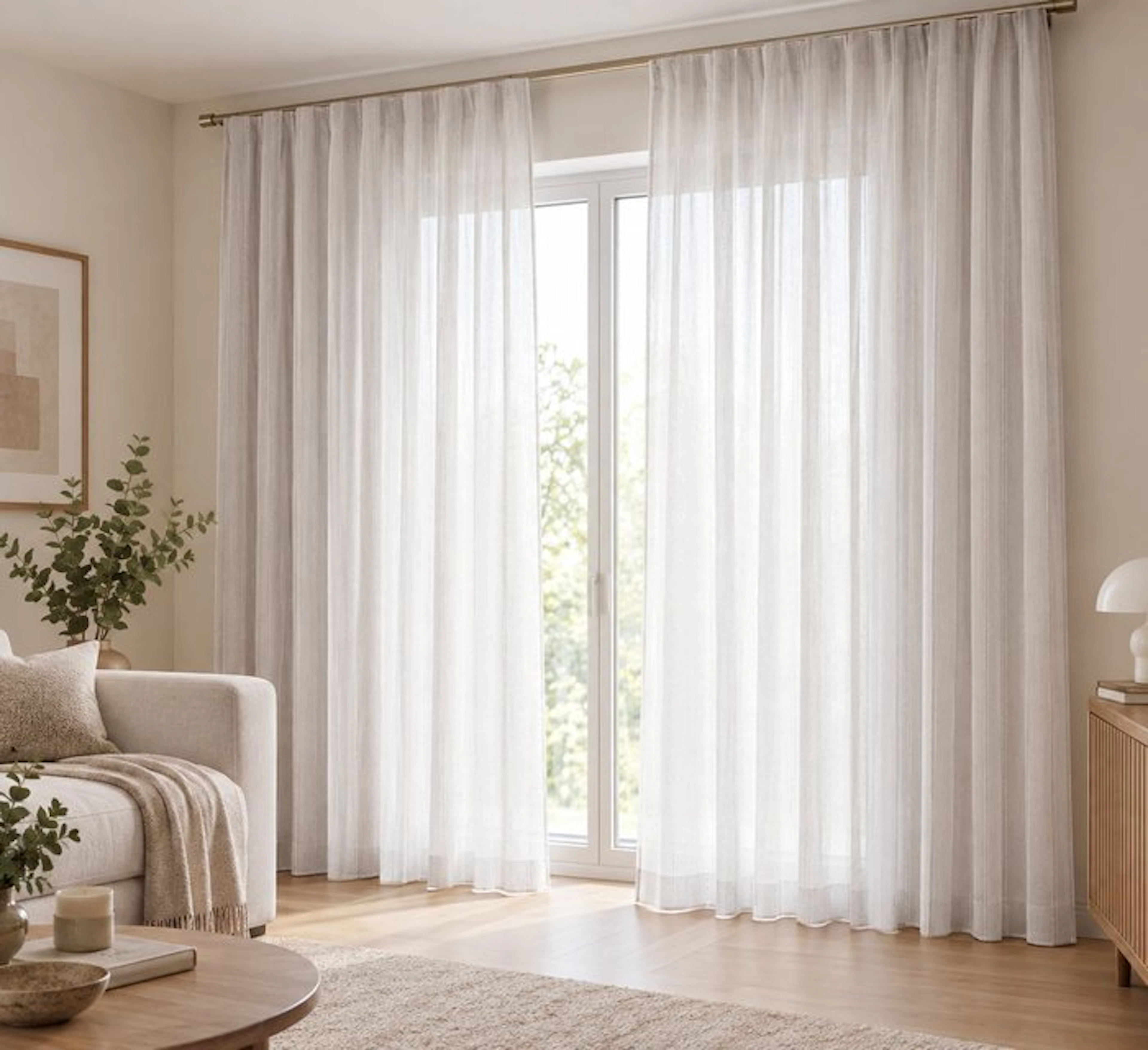 Élégance Fabric – Veiled White and Silver - Textile - 540 cm - 300 cm
