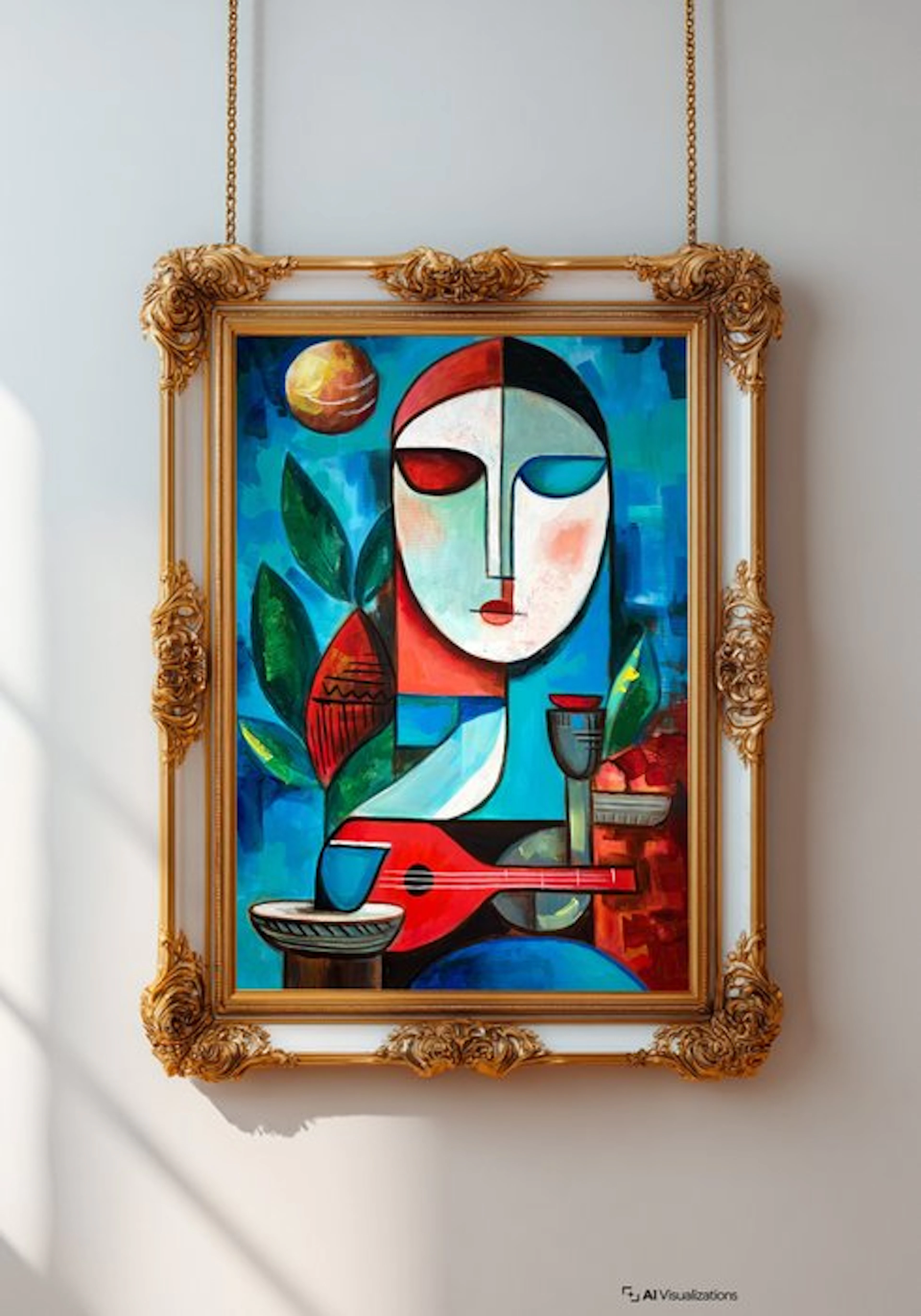 E. Pérez Lezcano - Rostro en suspensión azul XL (No Reserve)
