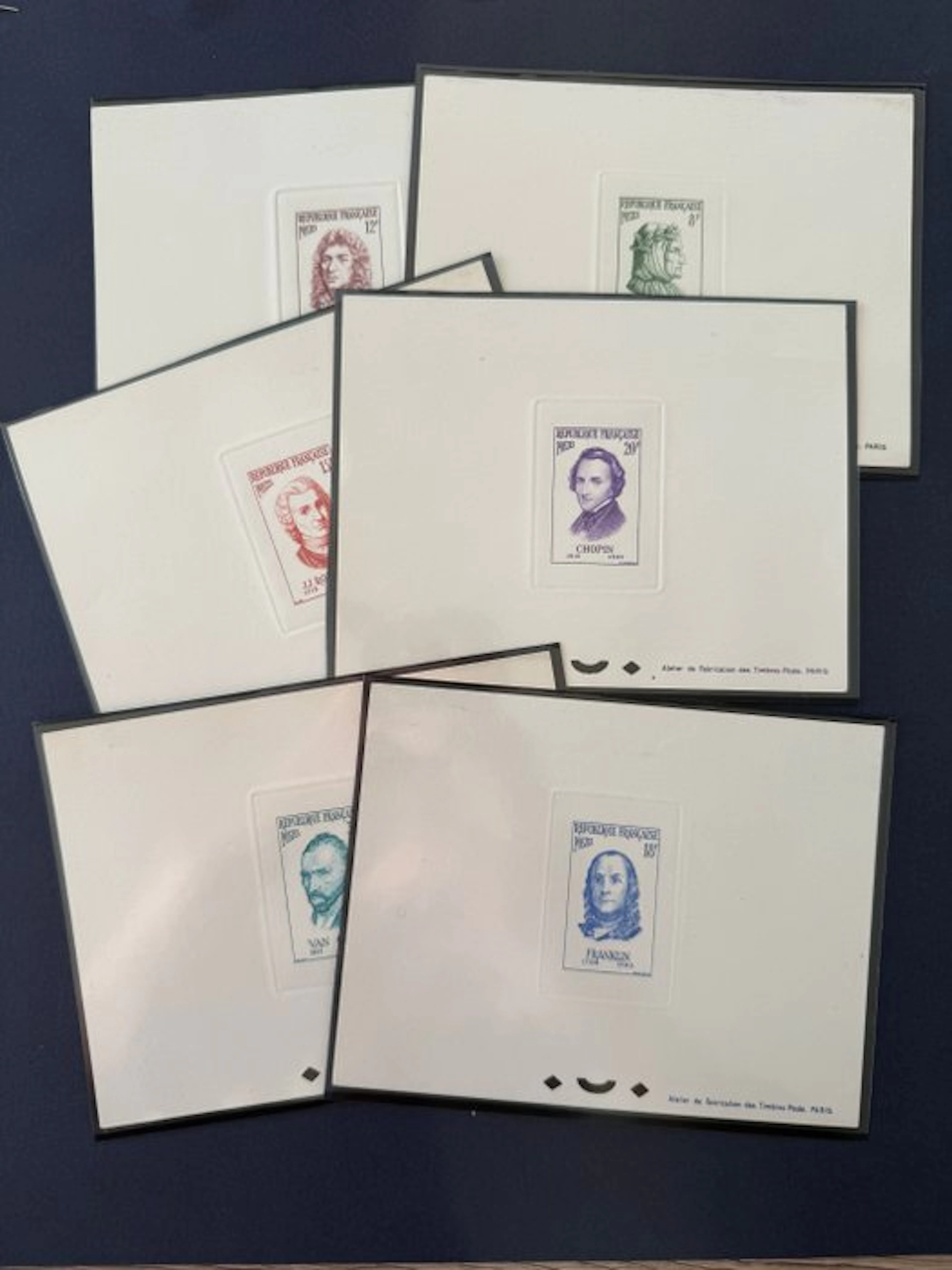 France - Yvert 1082/1087 "Celebrities" lot: 6 proofs in mint condition. Superb.