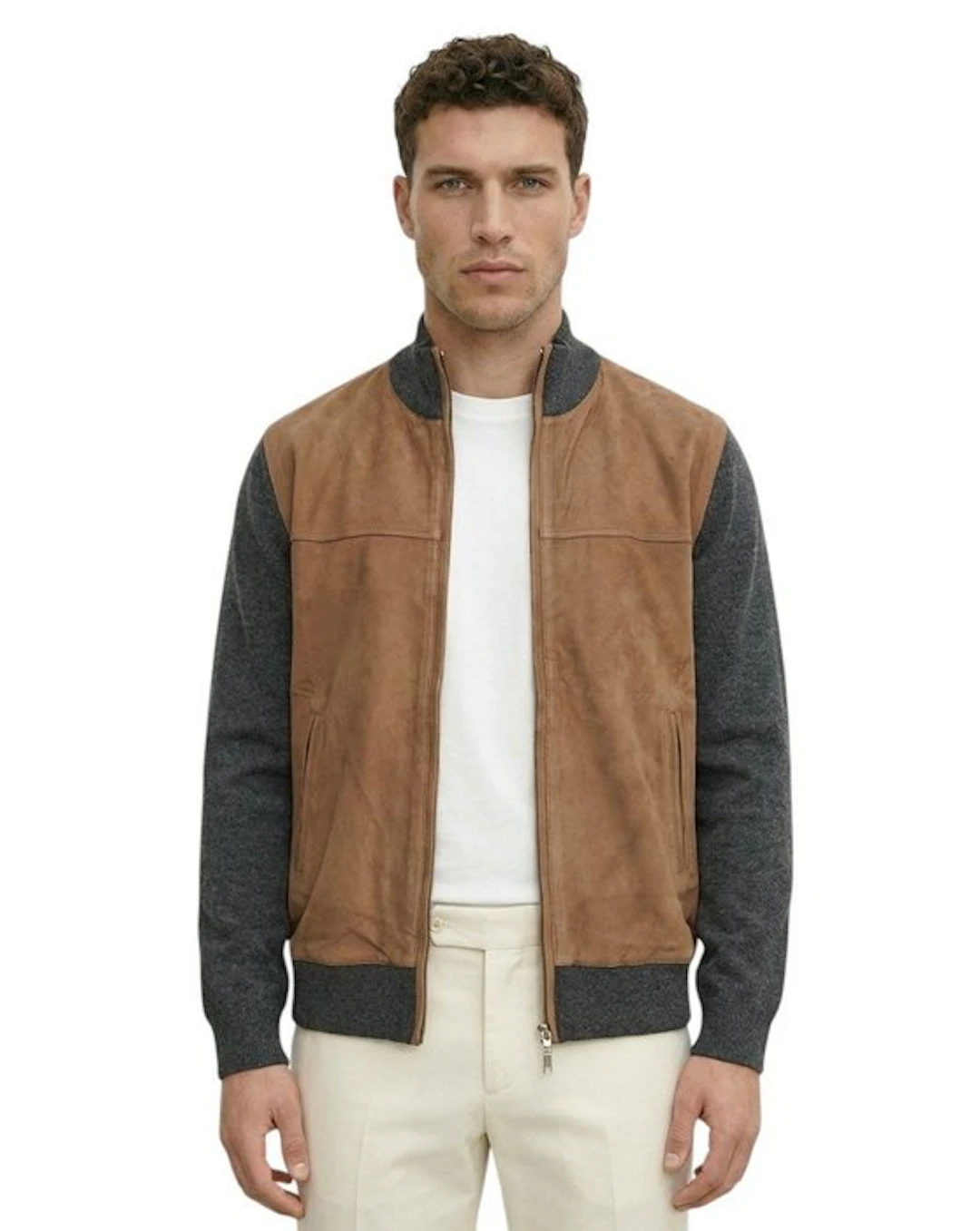 DELLA CIANA CASHMERE - 52 IT - Gray Bomber Zip Jacket...