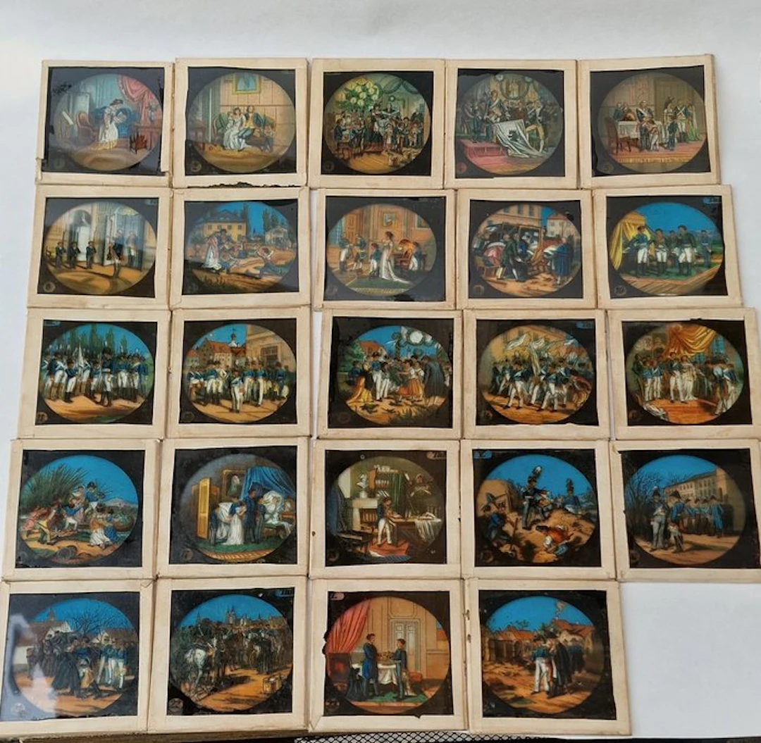 Magic Lantern 48 Coloured slides 8x8,5cm voor Magic lantern