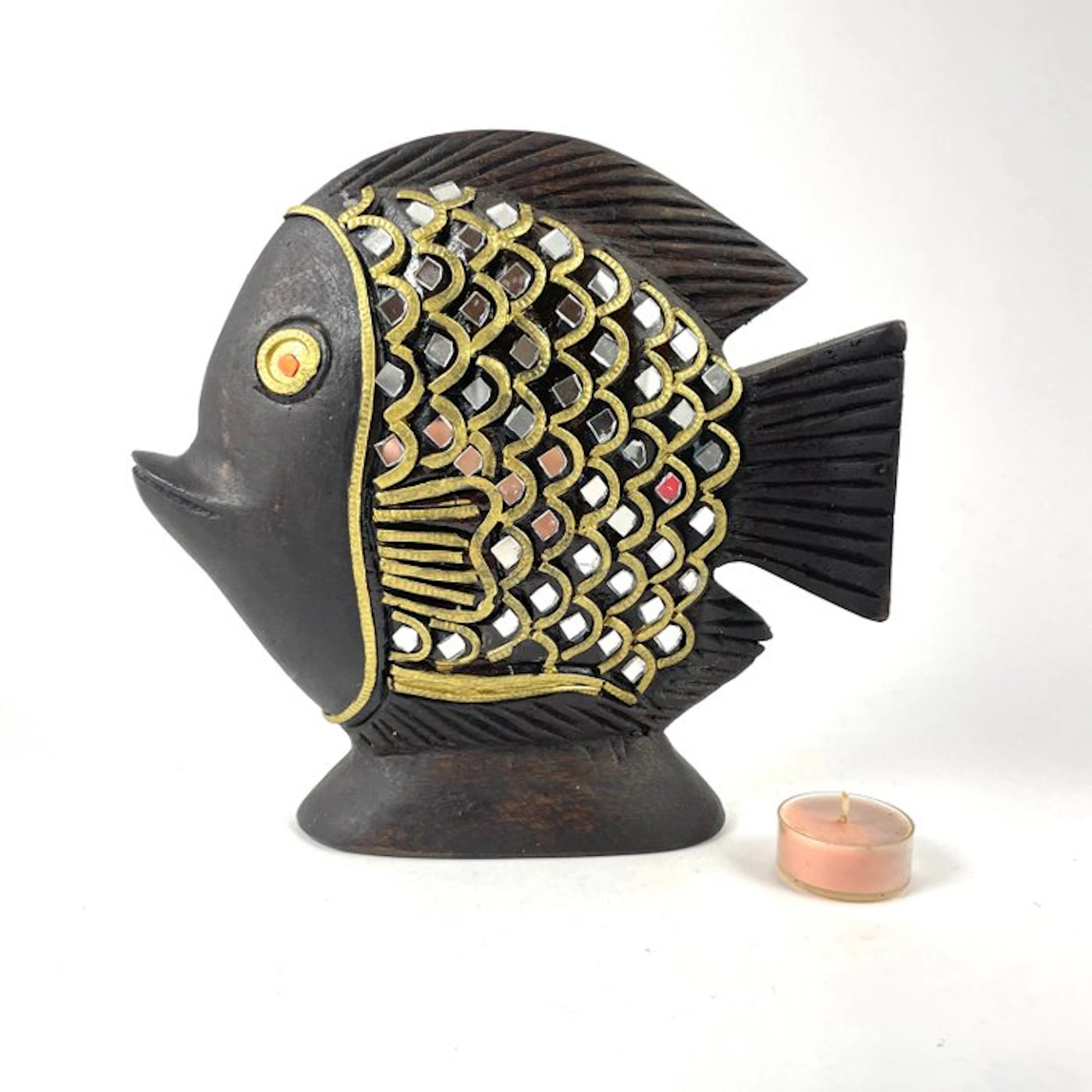 Decorative ornament - Golden Exotic Fish - Handmade Asian Ethnic Style