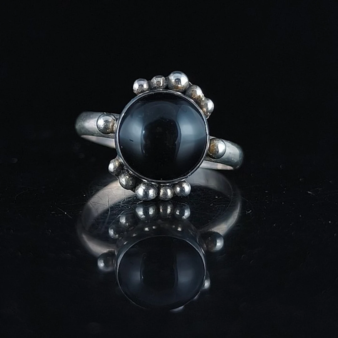 Silver - Ring - Obsidian