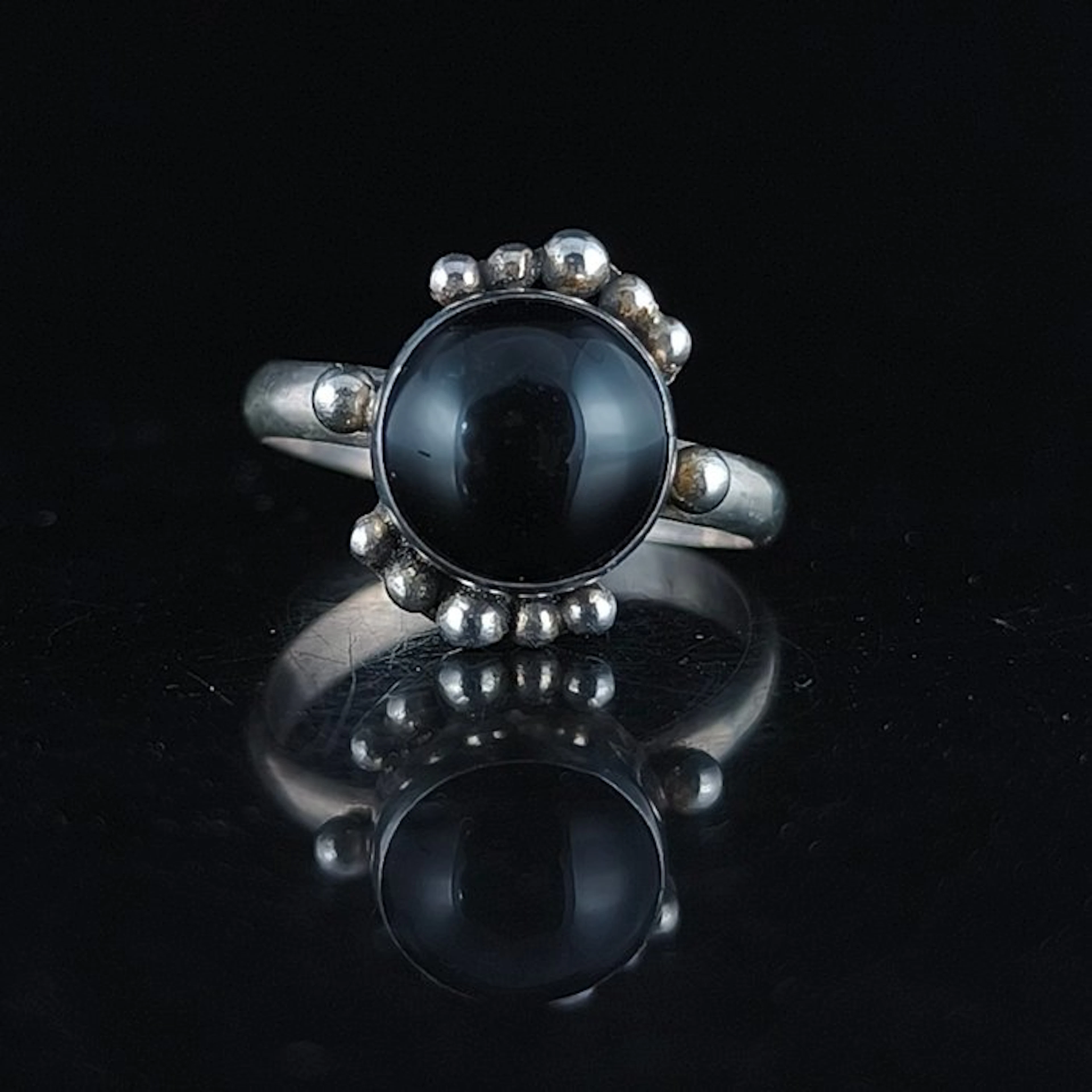 Silver - Ring - Obsidian