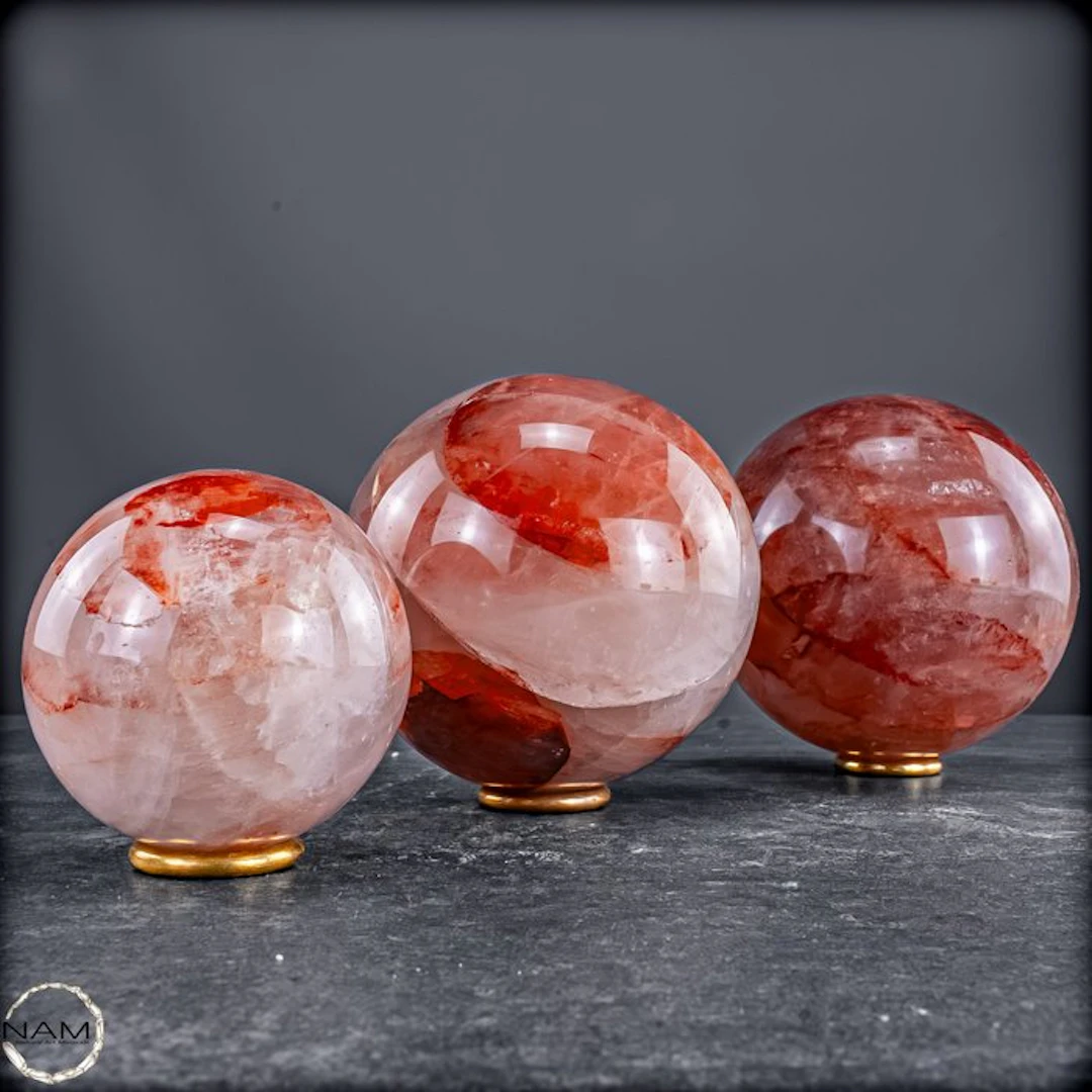 Fire Quartz Ball Set – Three Glowing Unique pieces like...