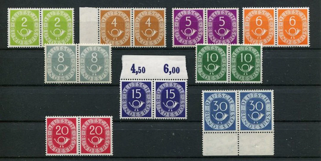Germany, Federal Republic 1951 - Posthorn pairs mint (never hinged)
