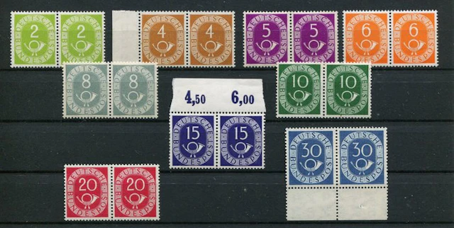 Germany, Federal Republic 1951 - Posthorn pairs mint (never hinged)