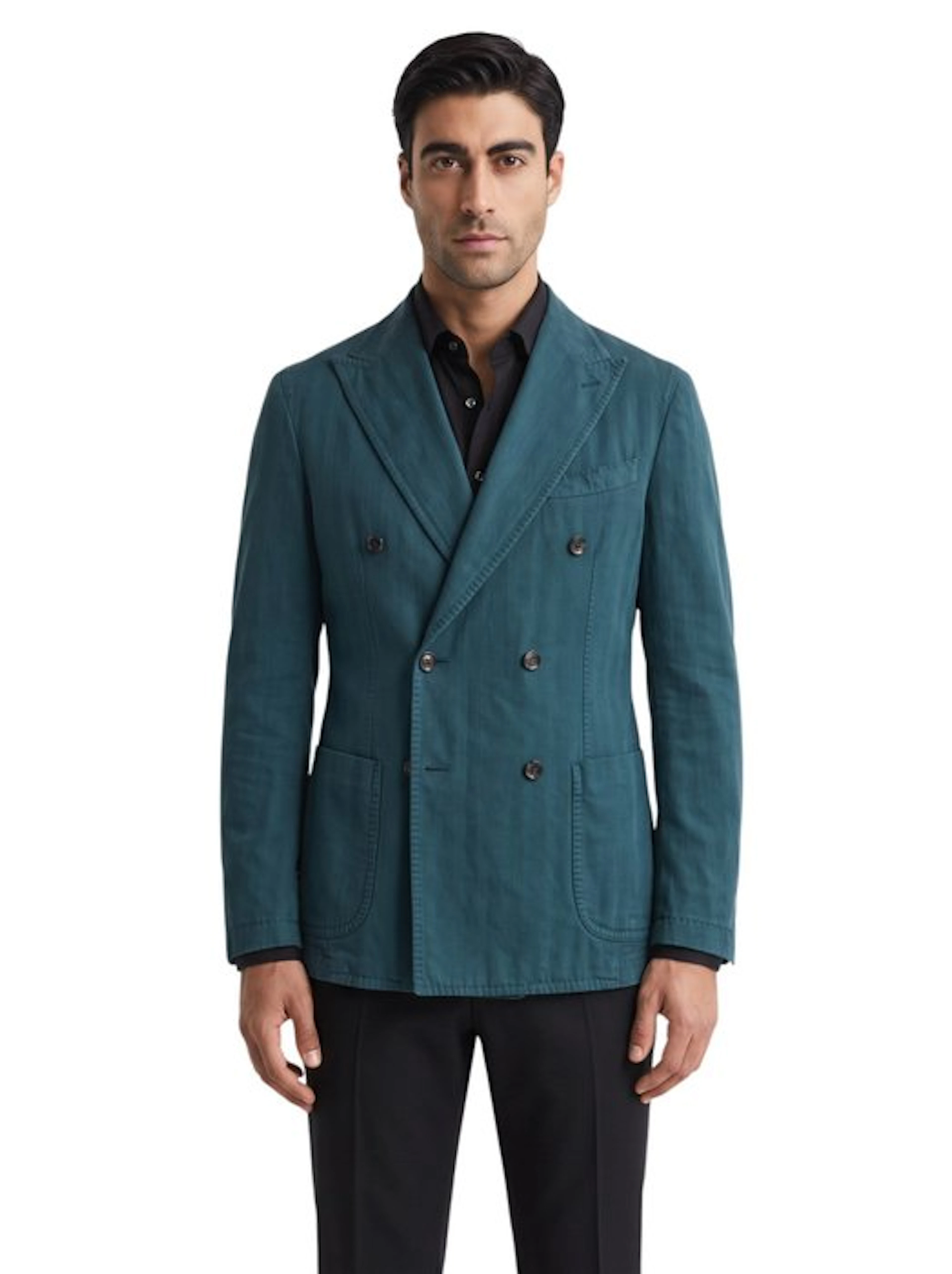 GIAMPAOLO - 50 IT - Blazer Jacket Double-Breasted Blue...