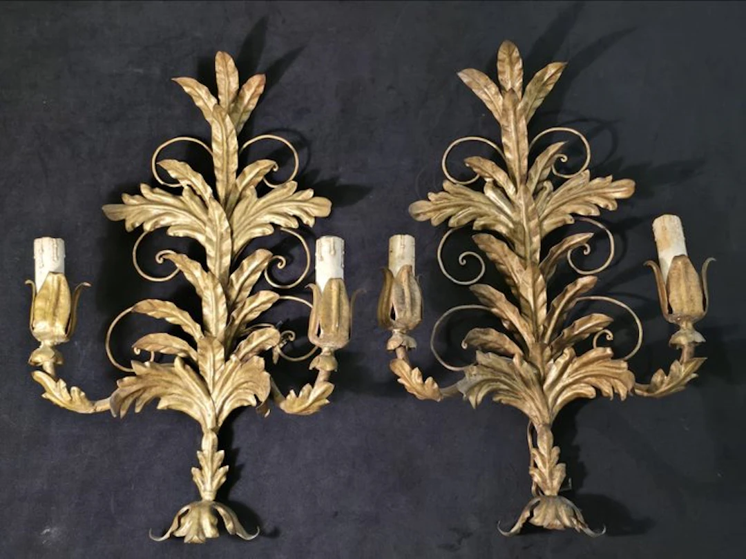 Wall sconce (2) - Metal - Impressive pair of wall sconces
