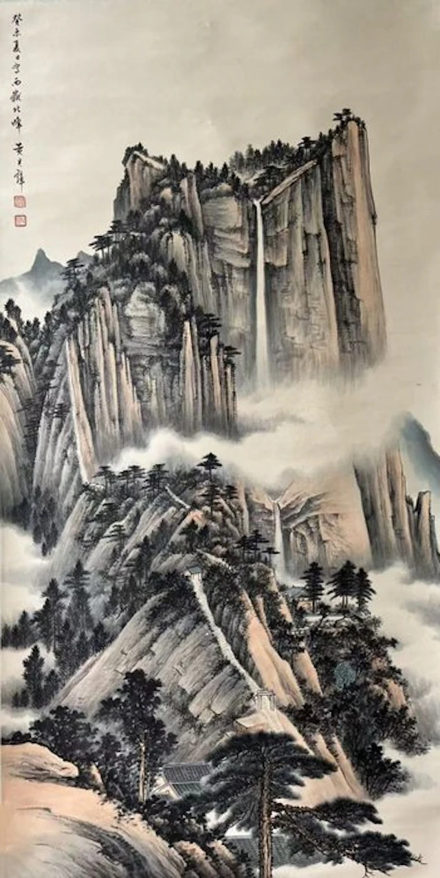 INK AND COLOR ON PAPER PAINTING"LANDSCAPE"《西岳北峰》 - Attributable to - China