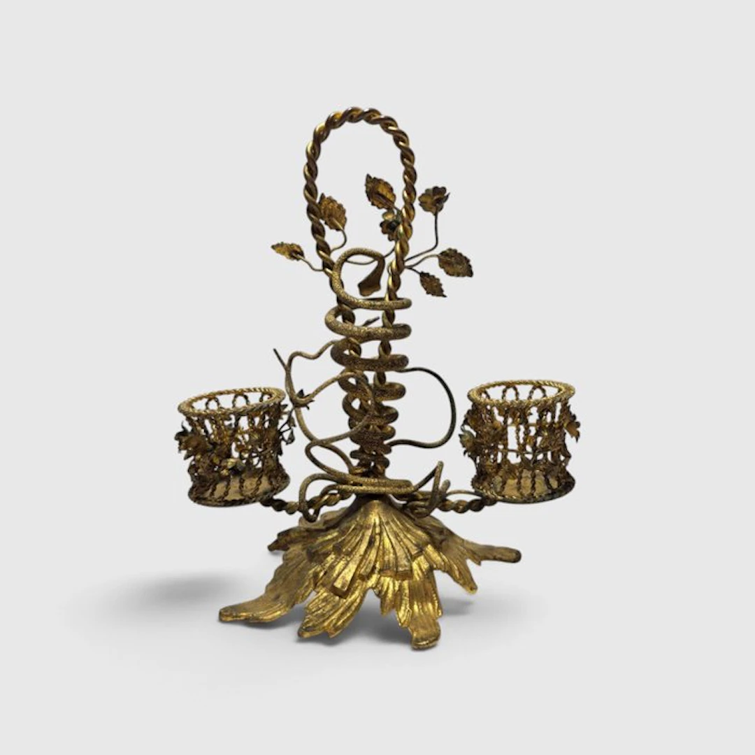 Sculpture, Porta Stuzzicadenti con Serpenti - 17 cm - Gilt bronze