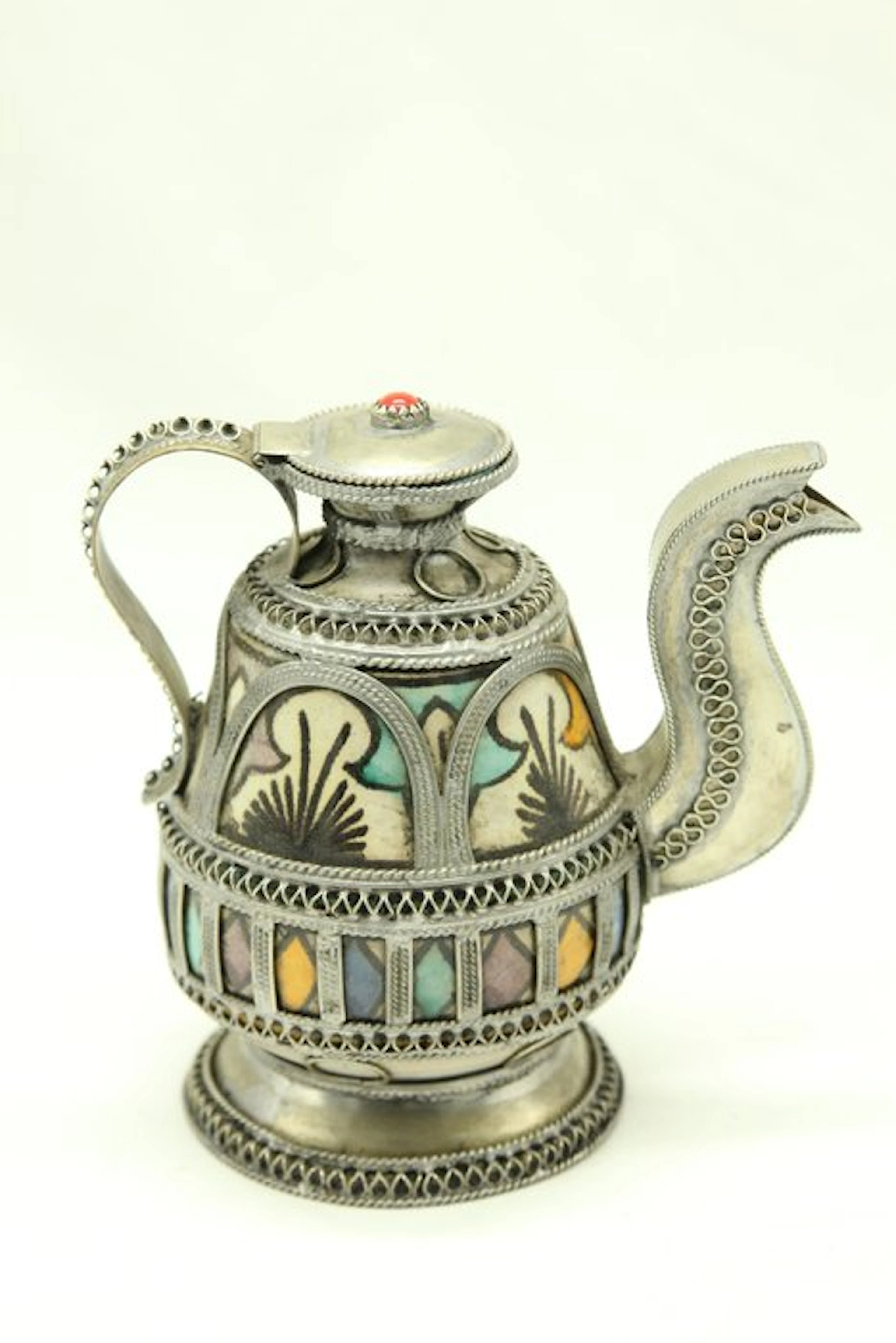 Teapot - Porcelain, Metal - Moroccan Vintage Teapot