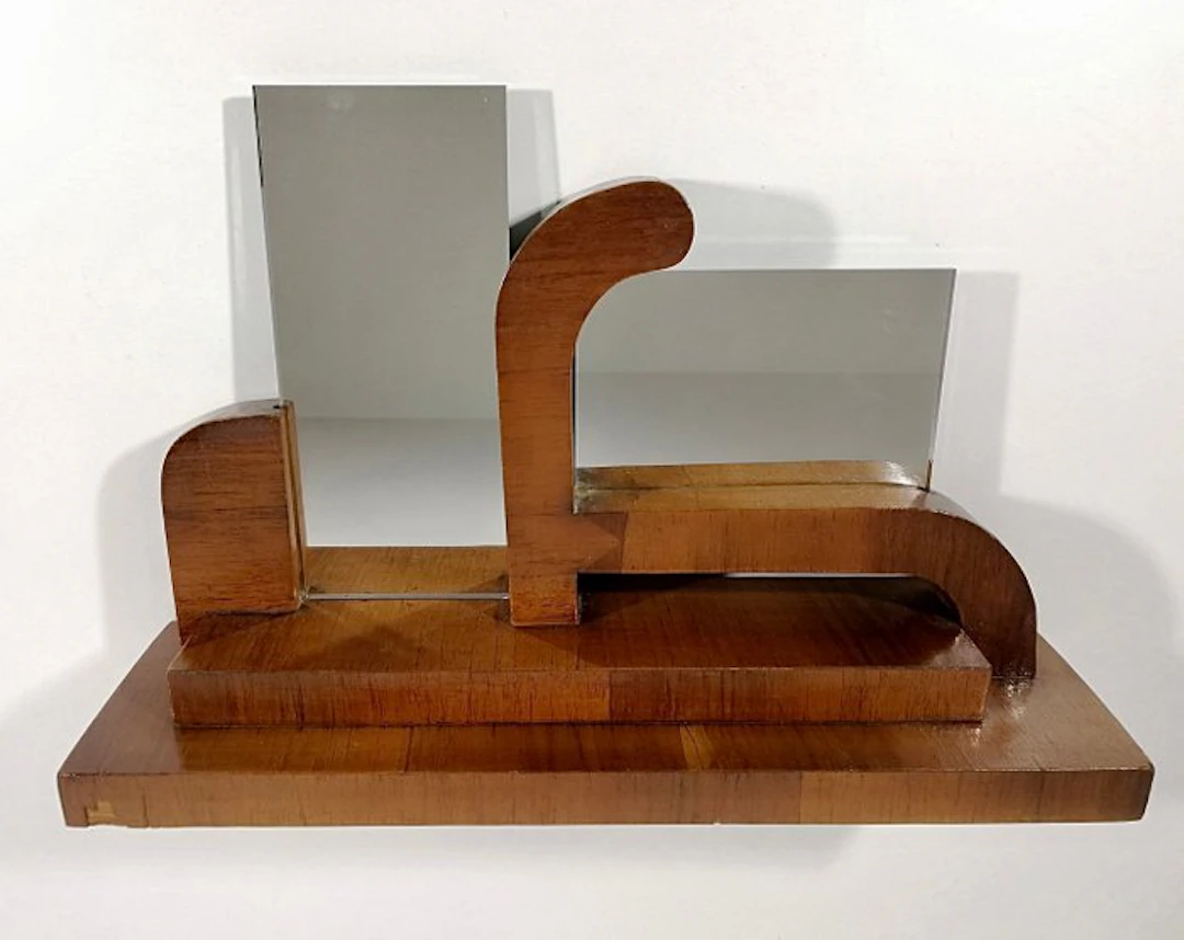 Wall mirror- Original antique Art Deco design, 1930 - Wood, Glass - Exclusive