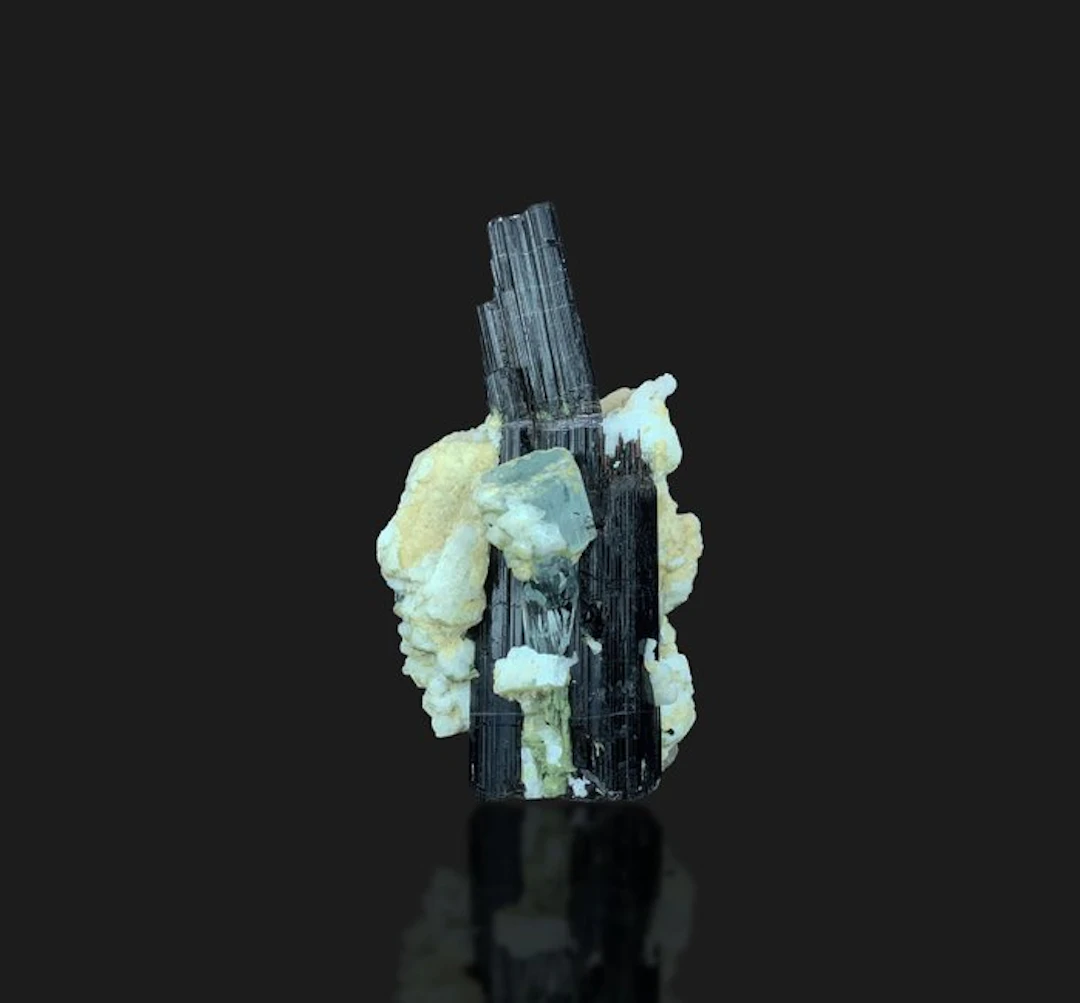 Black Tourmaline with Blue Aquamarine and Feldspar –...