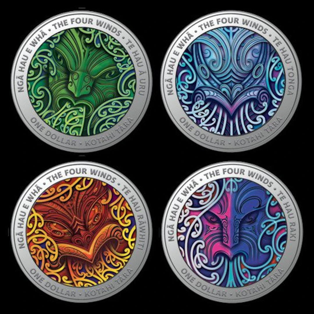 New Zealand. 1 Dollar 2020 Nga Hau e Wha - The Four Winds 4 x 1/2 oz