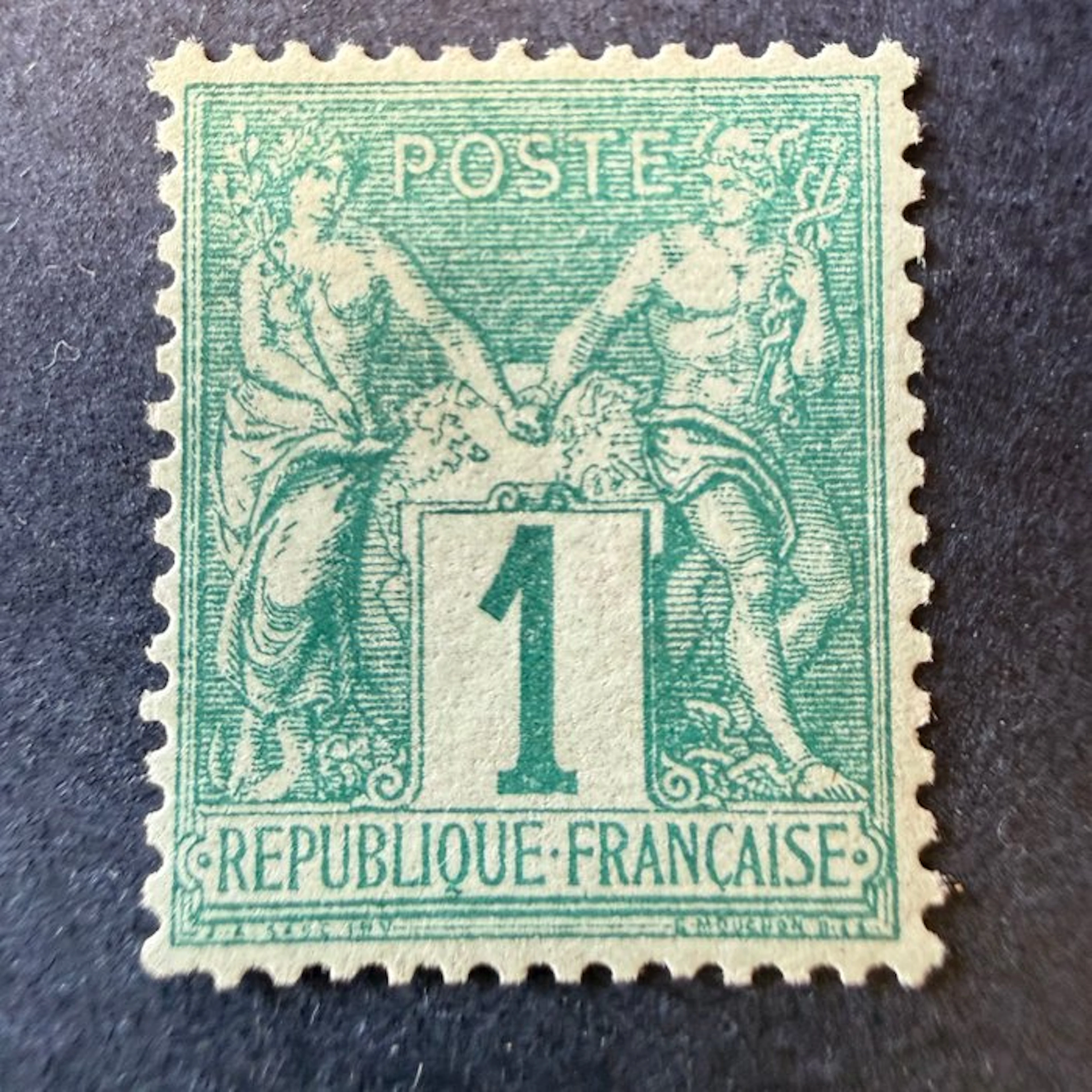 France - Yvert 61 "Sage green 1c" mint * with hinge. TB.