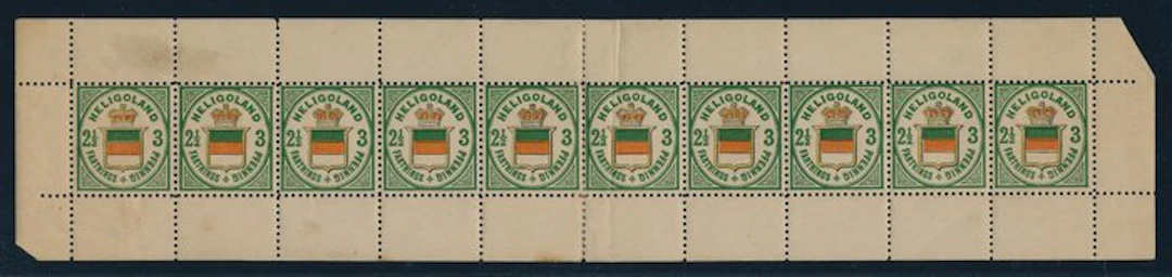 Heligoland 1876 - Complete sheet of 10 with attached blank fields