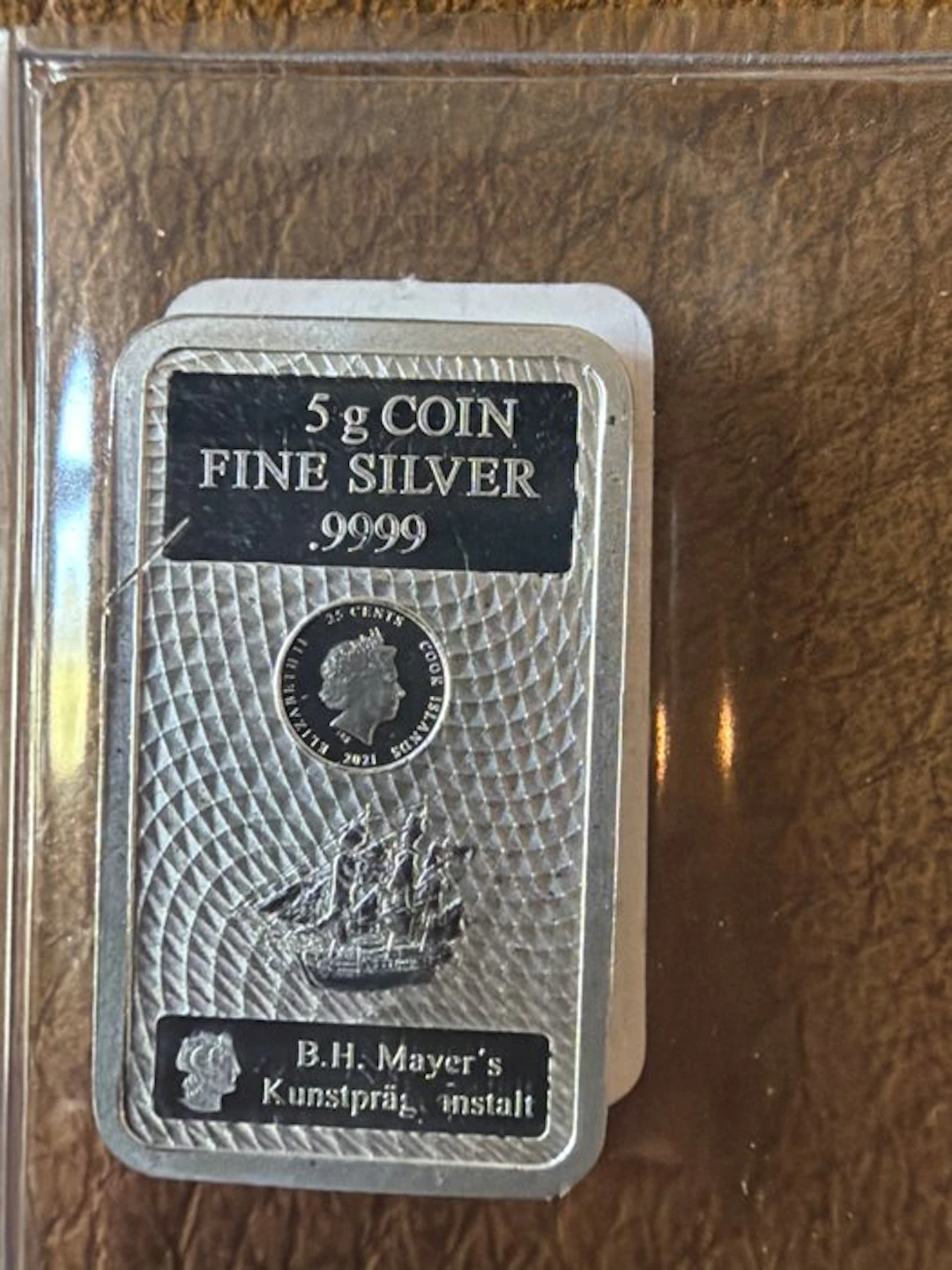 Cook Islands. 25 Cents 2021, Silberbarren 5g (.999) (No reserve price)