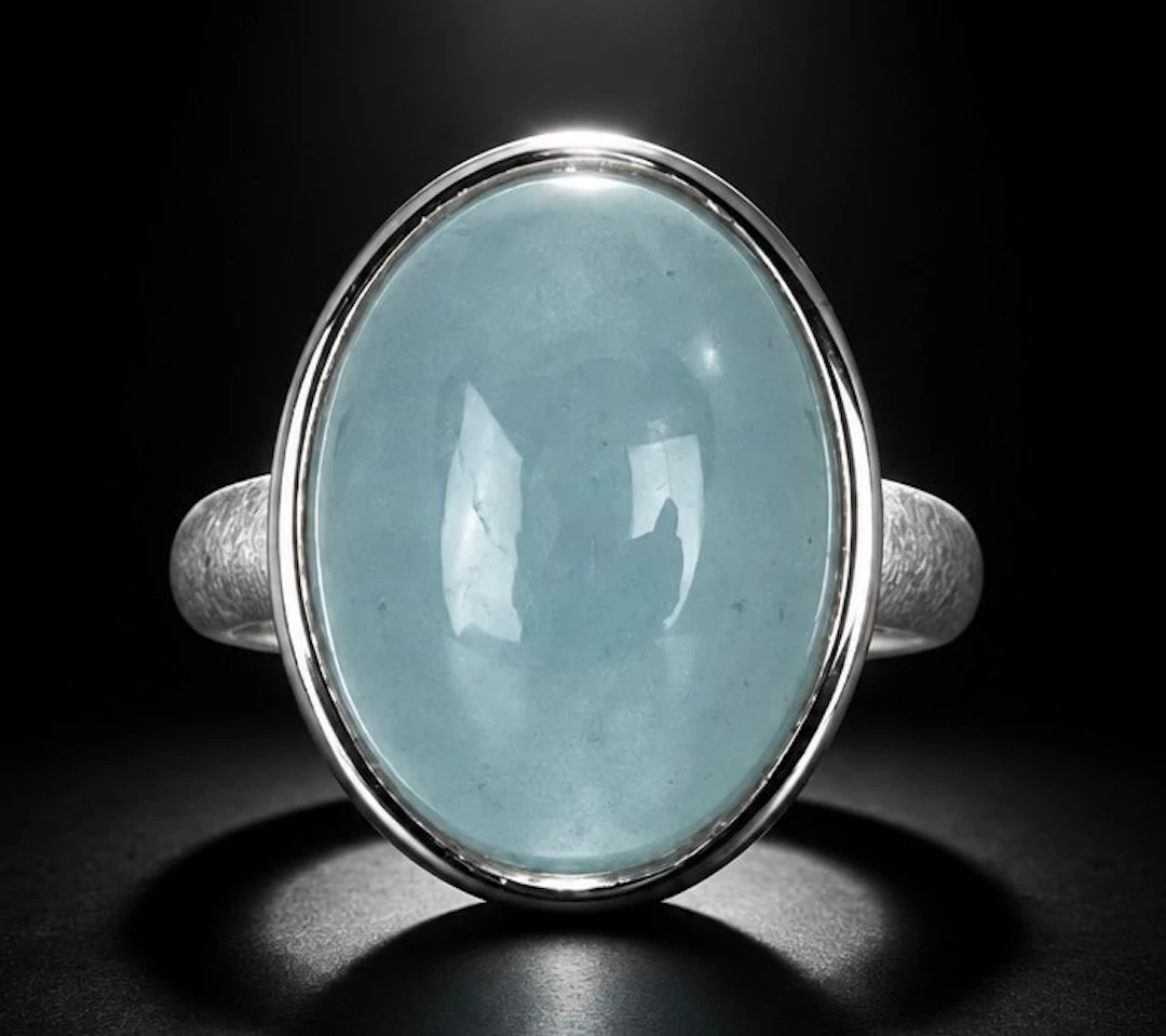 925 silver, milky aquamarine - Ring