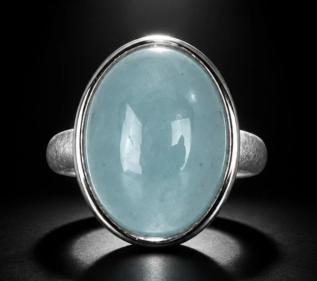 925 silver, milky aquamarine - Ring