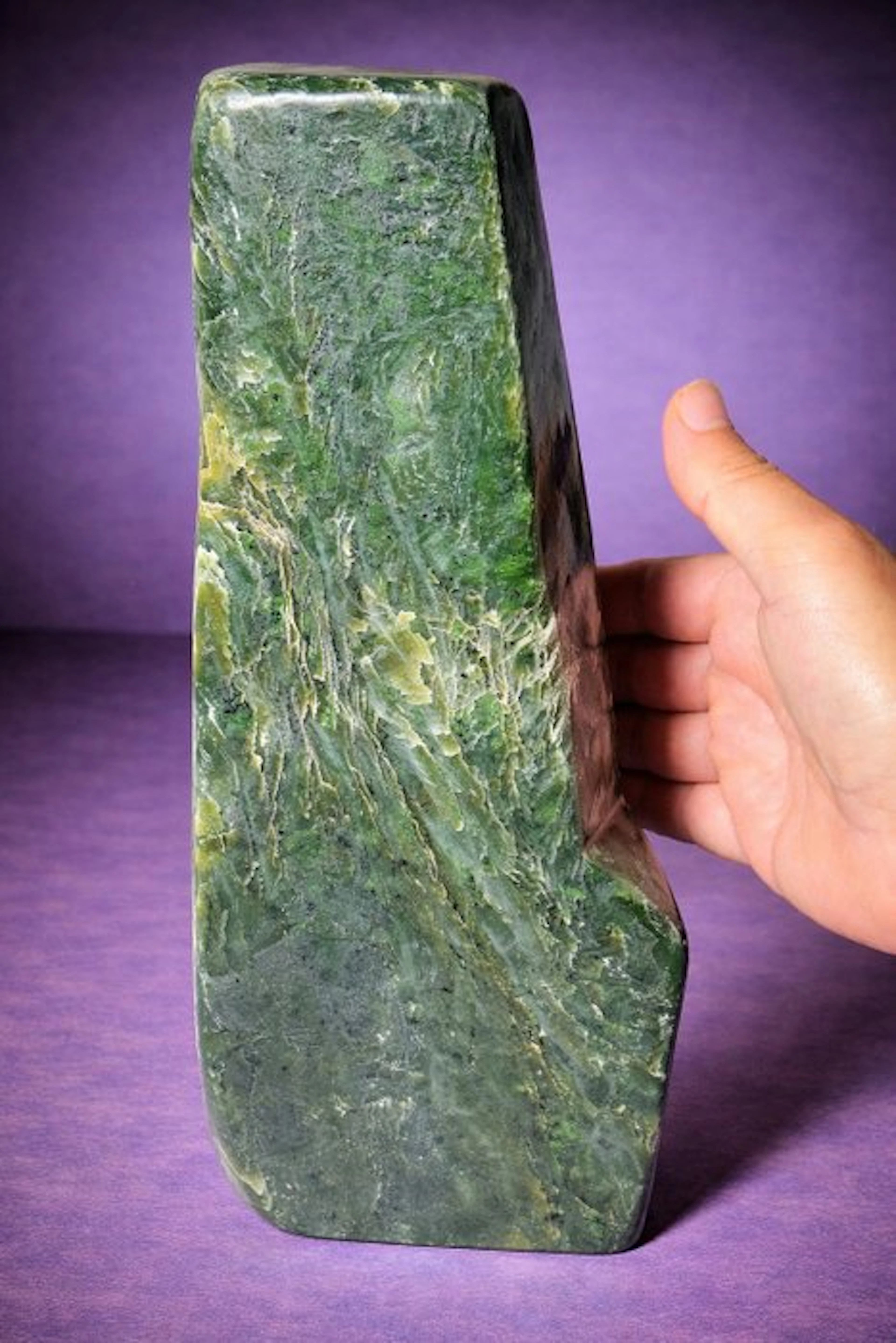 Natural Nephrite Jade Freeform with Dramatic Layered...