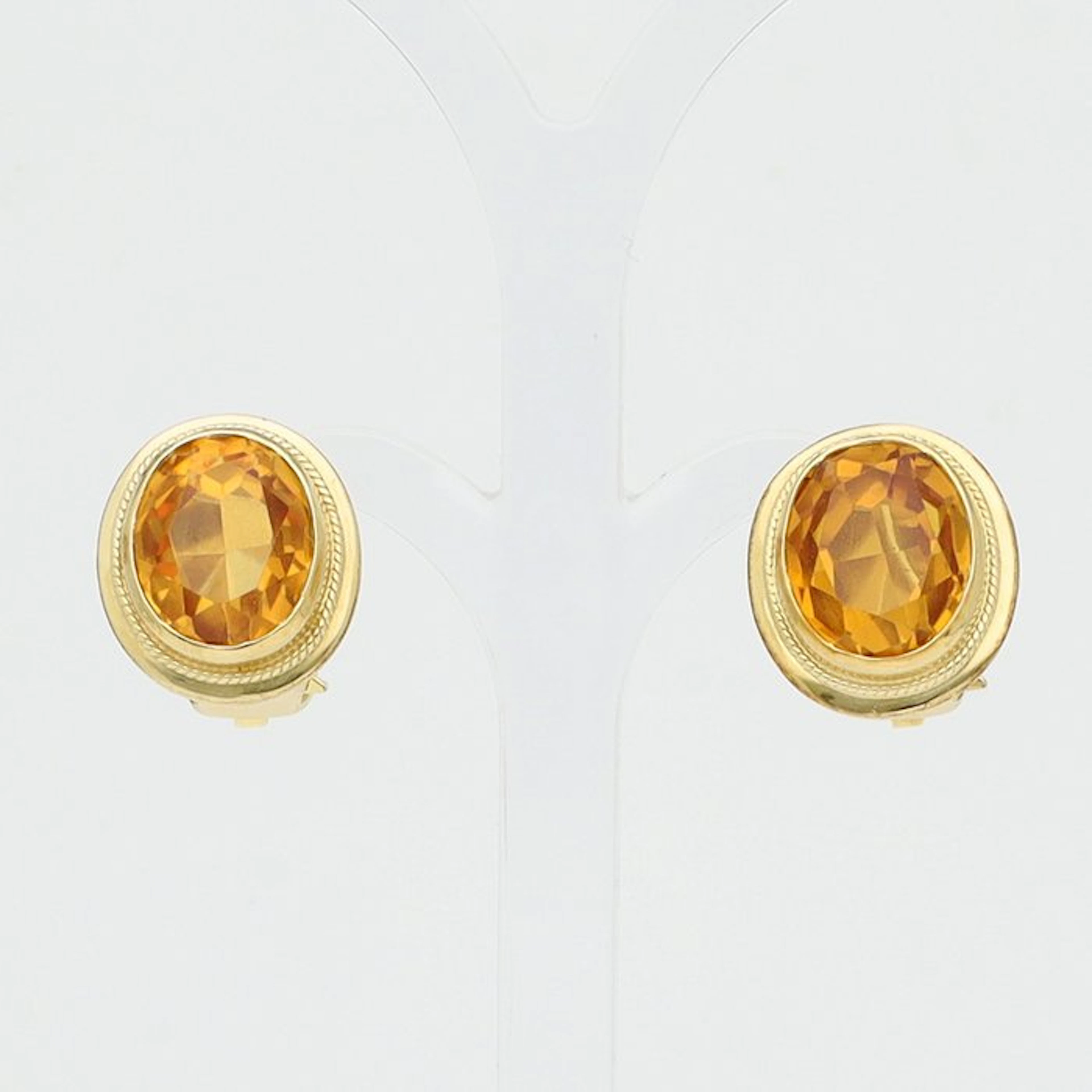 Earrings - 14 kt. Yellow gold Sapphire padparadscha