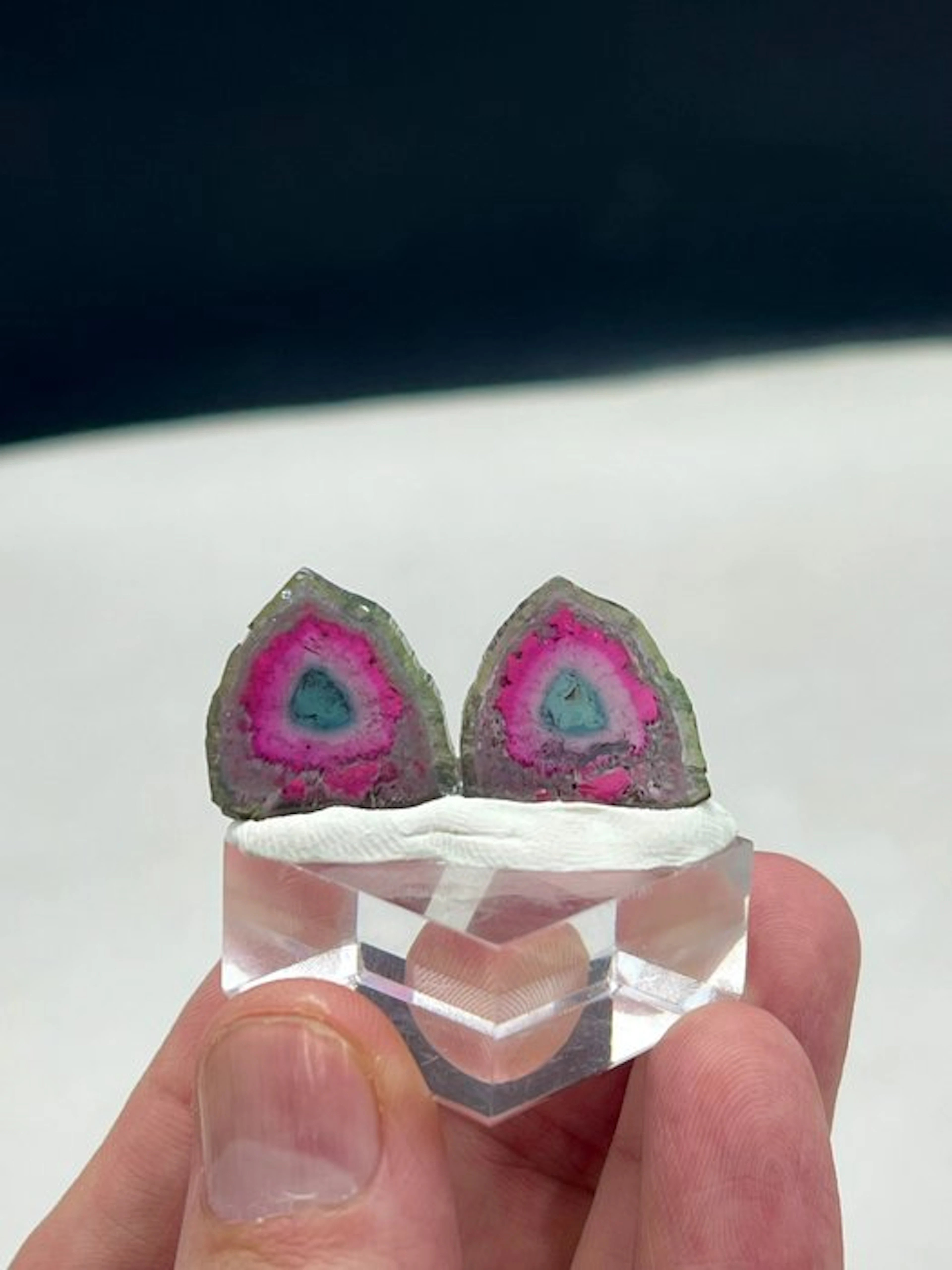Tricolour tourmaline Slices - Height: 18 mm - Width: 18 mm- 5 g - (1)