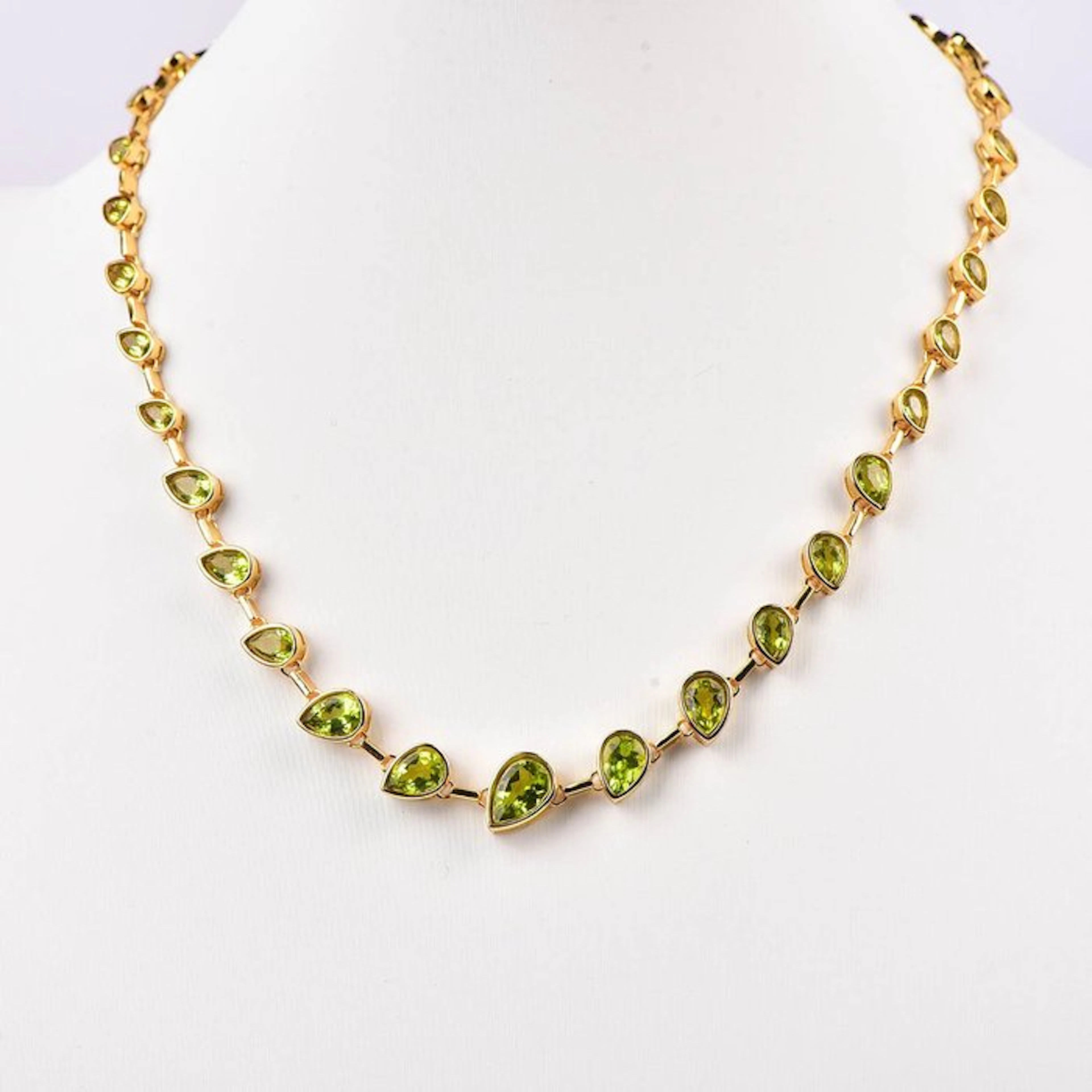 No reserve price - Necklace Silver - Peridot - Certified